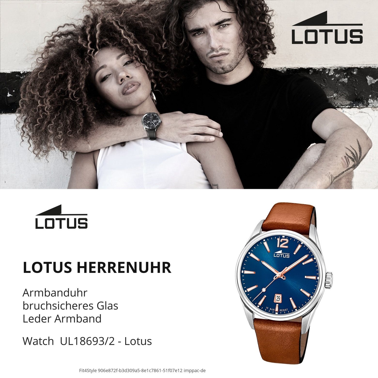 Lotus Lederarmband braun Uhr Quarzuhr 18693/2 Herren groß Elegant (ca. LOTUS Herrenuhr Leder, rund, 42mm)