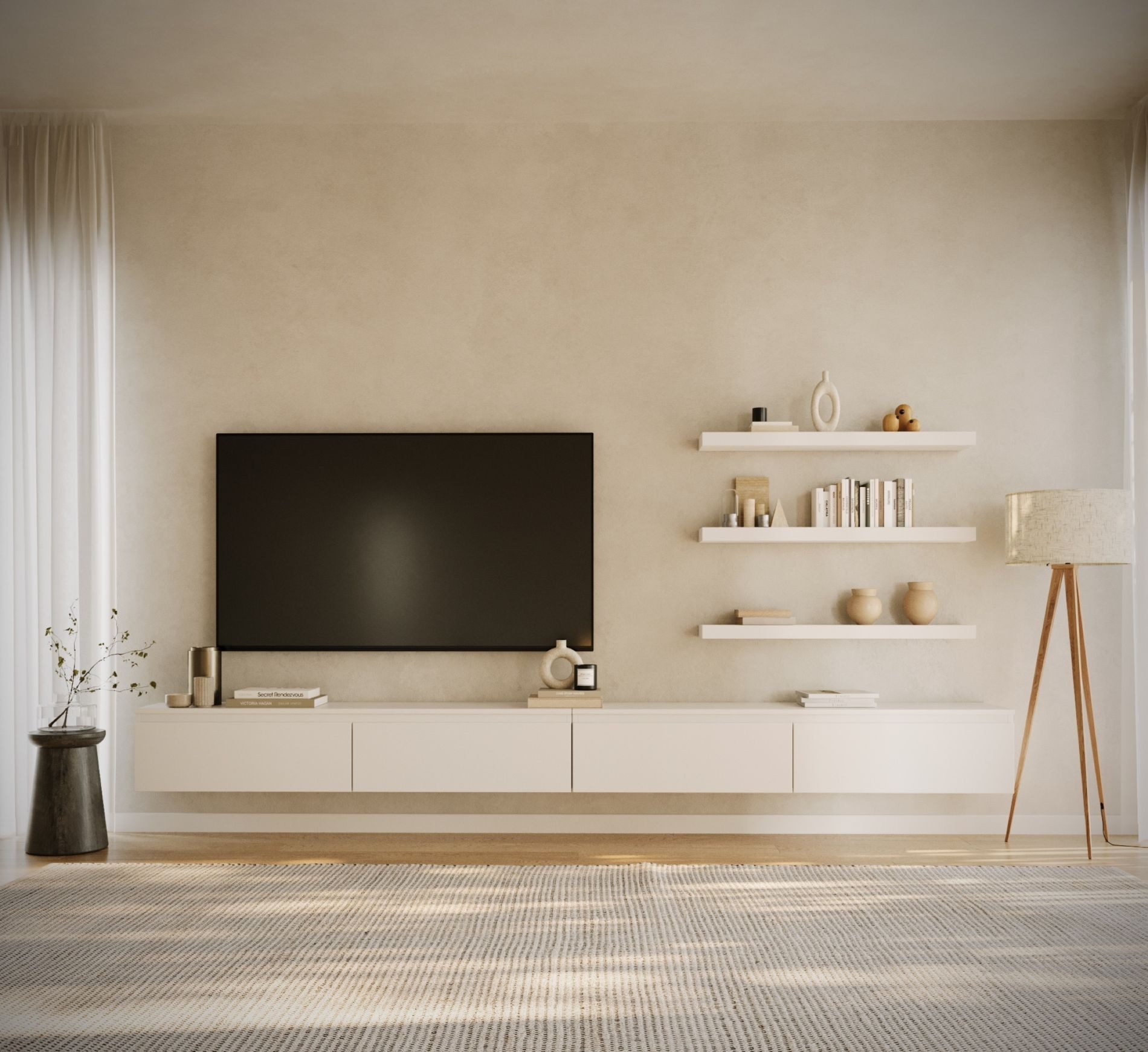 Selsey TV-Schrank BEMMI Hängendes TV-Board mit vier Klappen 300 cm günstig online kaufen