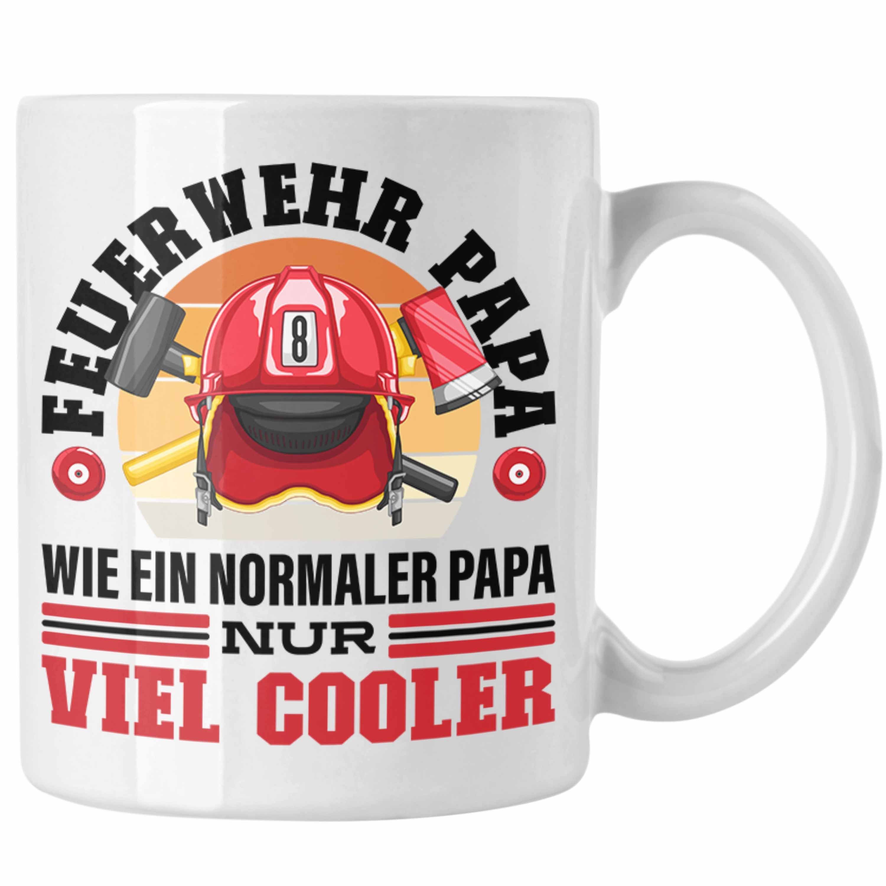 Lustiger Papa Weiss Vatertag Geschenk Feuerwehr Feuerwehrmann Tasse - Trendation Trendation Spruch Tasse