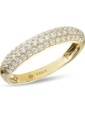 FAVS Fingerring FAVS Damen-Damenring 375er Gelbgold 52 Zirkonia, Zirkonia, synthetisch