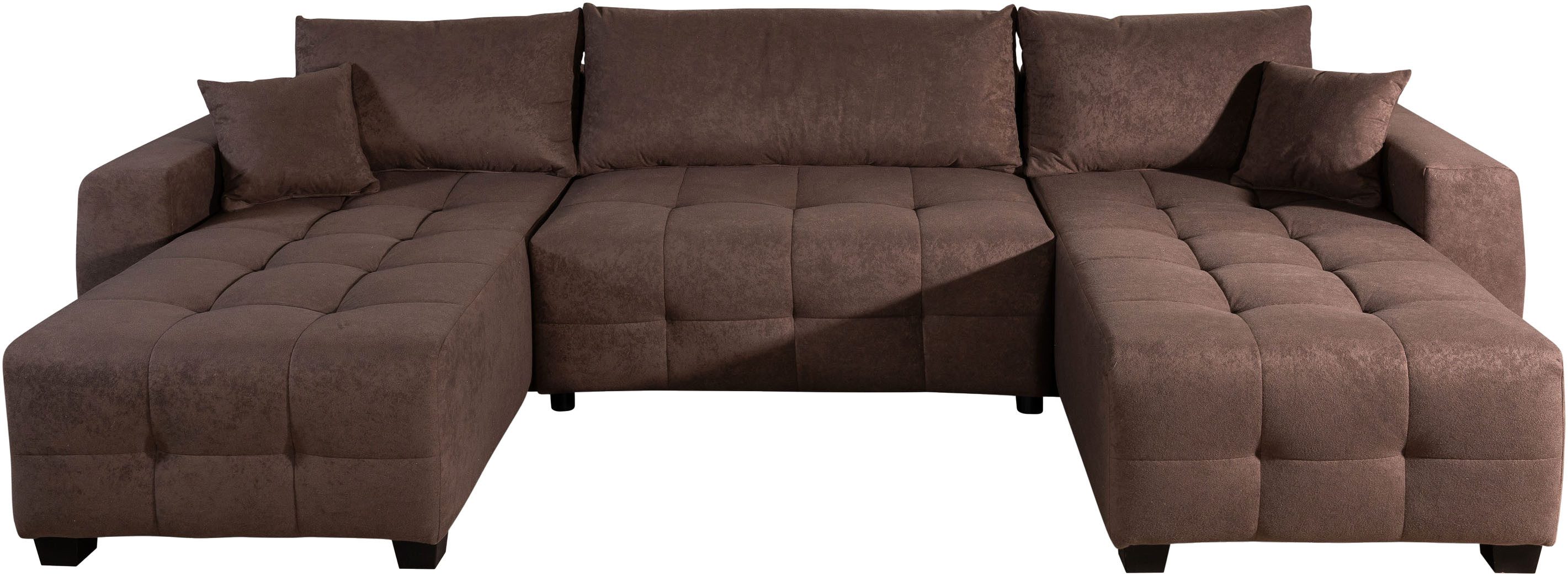 OTTO home Wohnlandschaft Bella U-Form, Breite 314 cm, Wonlandschaft, Schlaffunktion,Bonnelfederkern,Rückenkissen
