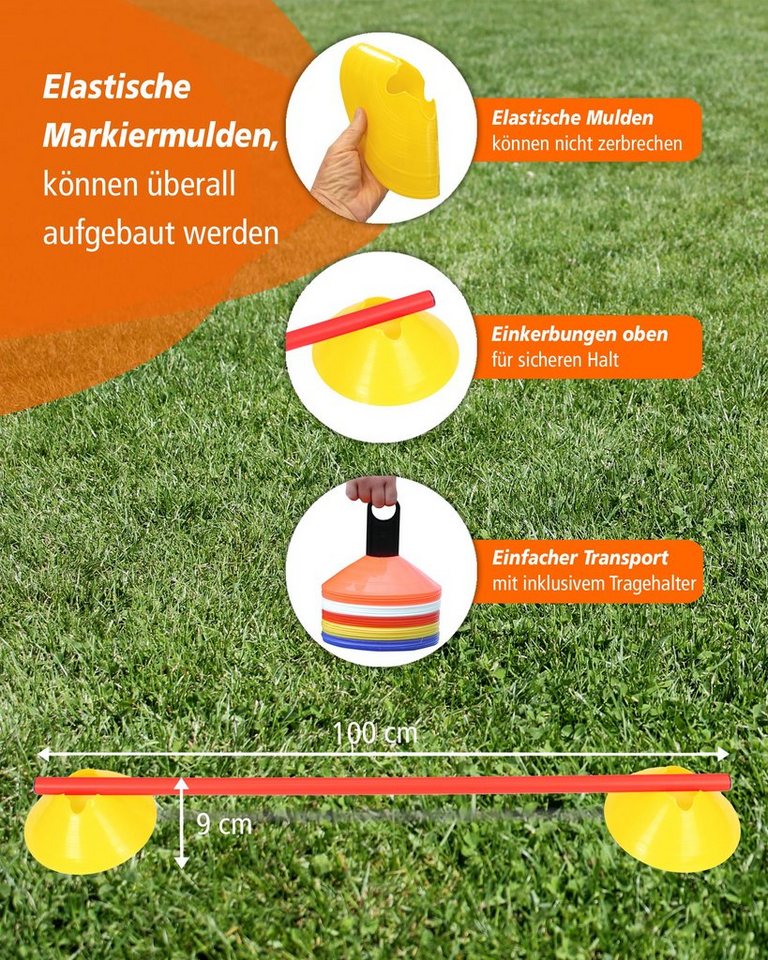 Thumbnail - SPORTIKEL24 Agility-Hürde Cavaletti Mini-Hürden 5er Set mit Gelben Markiermulden Stange 100 cm, Kunststoff