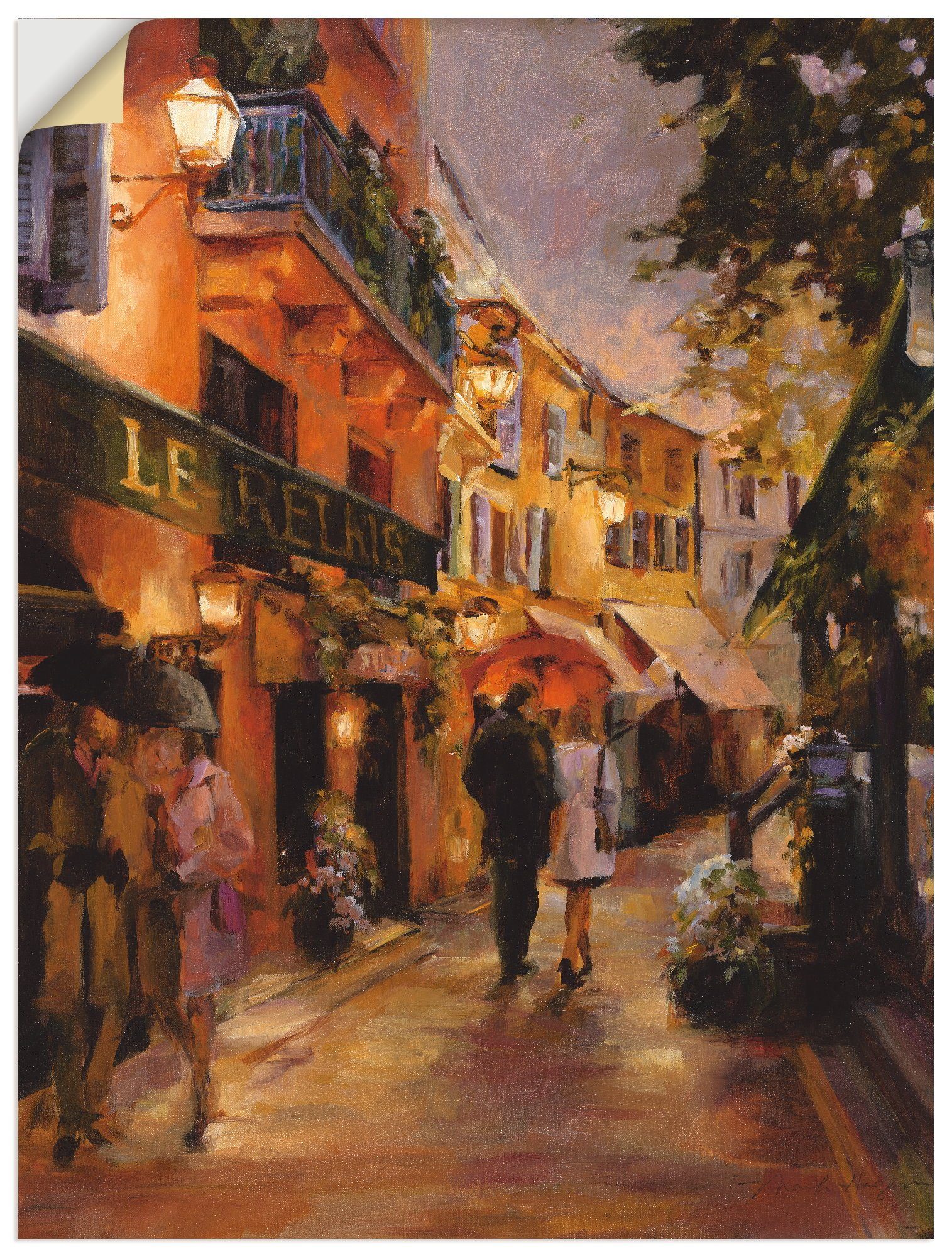 Artland Wandbild Abend in II, als Paris St), Leinwandbild, Frankreich Größen Wandaufkleber Poster (1 in oder versch