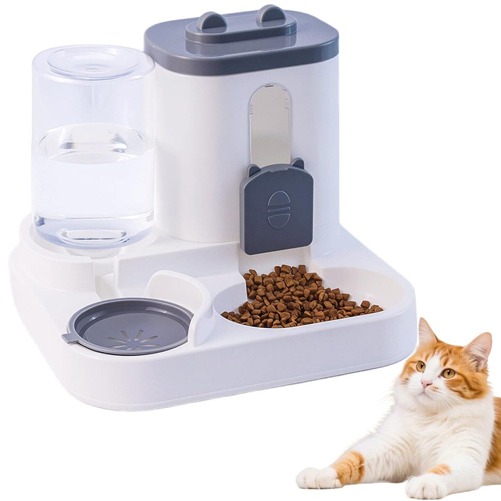 Ledander Futterspender Futterautomat Wasser,2 in 1, großer Wasserspender Futterspender, für kleine und mittelgroße Hunde, Katzen, Welpen und Kätzchen