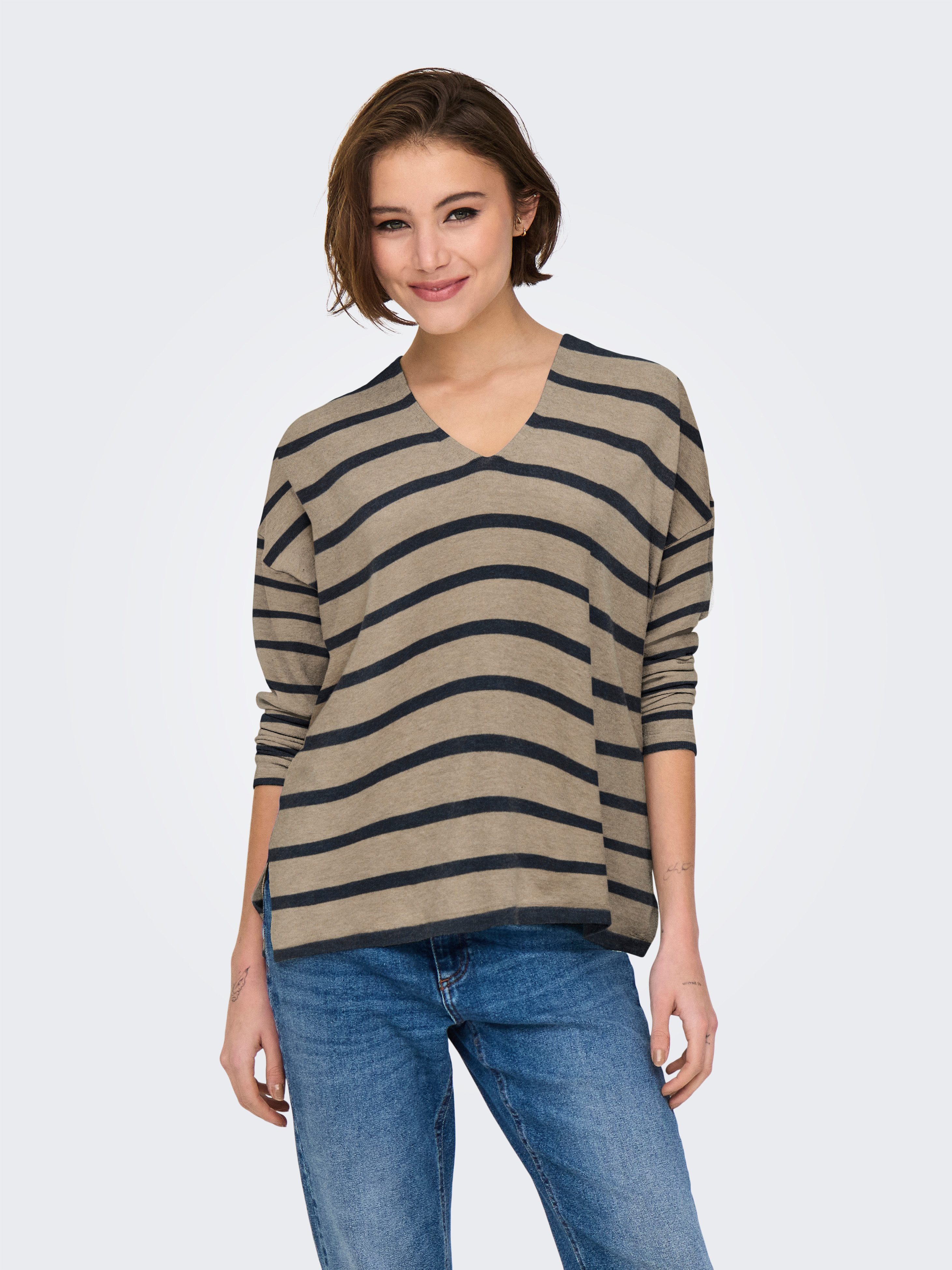 Strickpullover ONLAMALIO LIFE LS V-NECK KNT