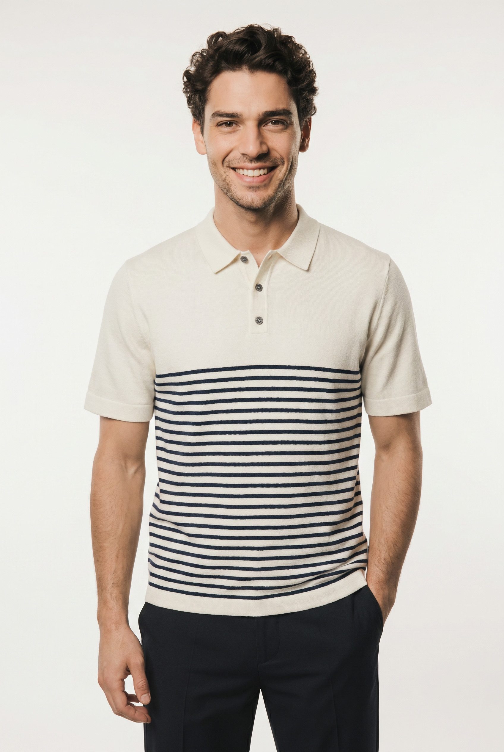 Jack & Jones Kurzarmpullover JJEEMIL KNIT RELAXED POLO SS SN mit Polo Kragen