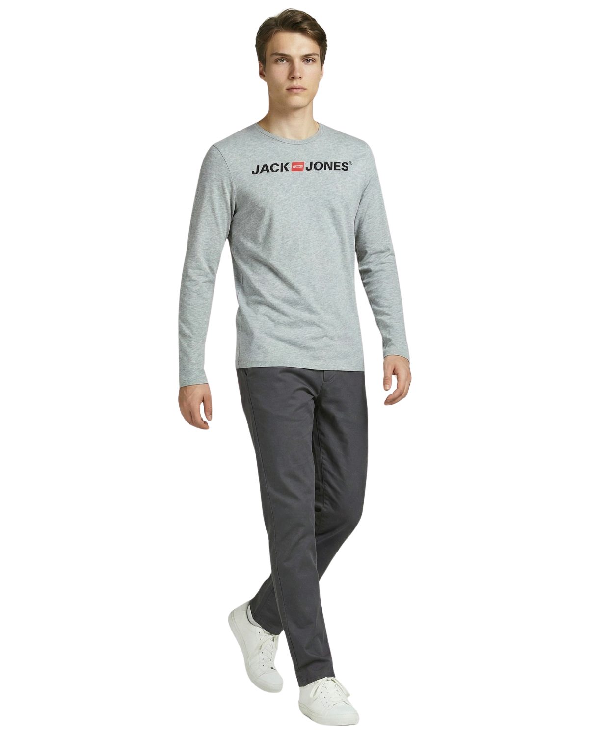 Jack & Jones Langarmshirt stilvolles Regular Fit Longsleeve mit Printdruck Bequemes Oberteil aus Baumwolle mit Rundhalsausschnitt – Bild 3 von 4