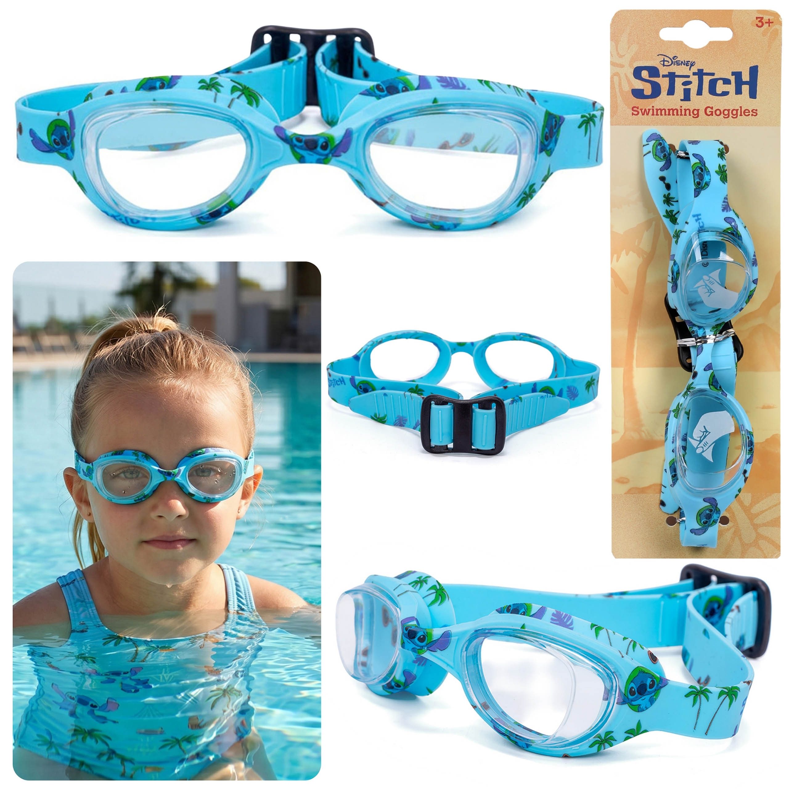 Disney Schwimmbrille Disney Stitch Schwimmbrille Kinder, Anti-Fog, Silikon, verstellbar