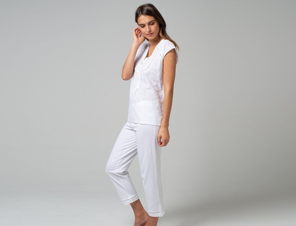 Linvosges Schlafanzug Neue Romantik Pyjama Lochstickerei