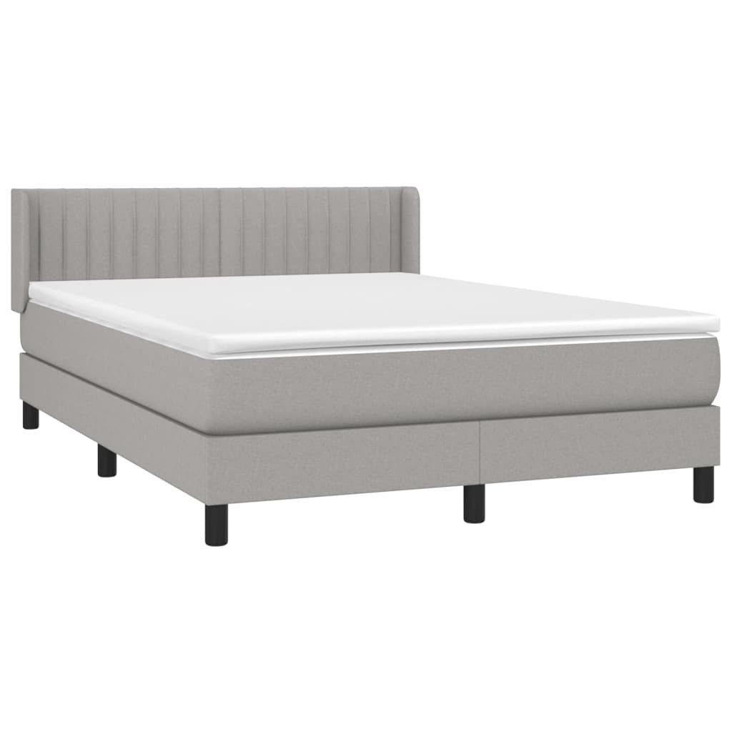 Bett Boxspringbett mit Matratze Hellgrau 140x200 cm Stoff