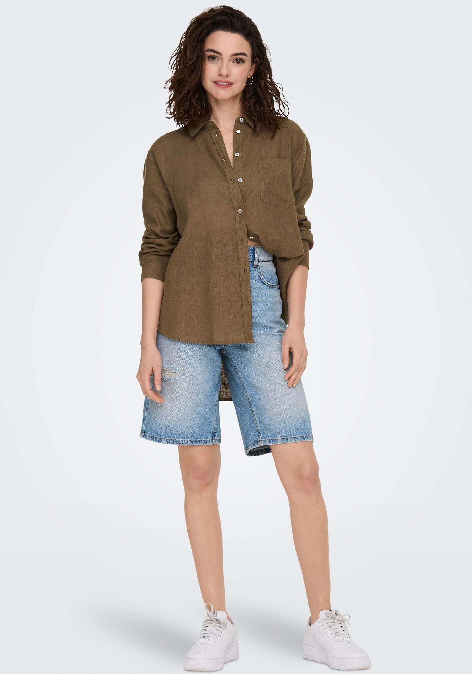 ONLY Longbluse ONLTOKYO L/S LINEN BLEND SHIRT mit Leinen