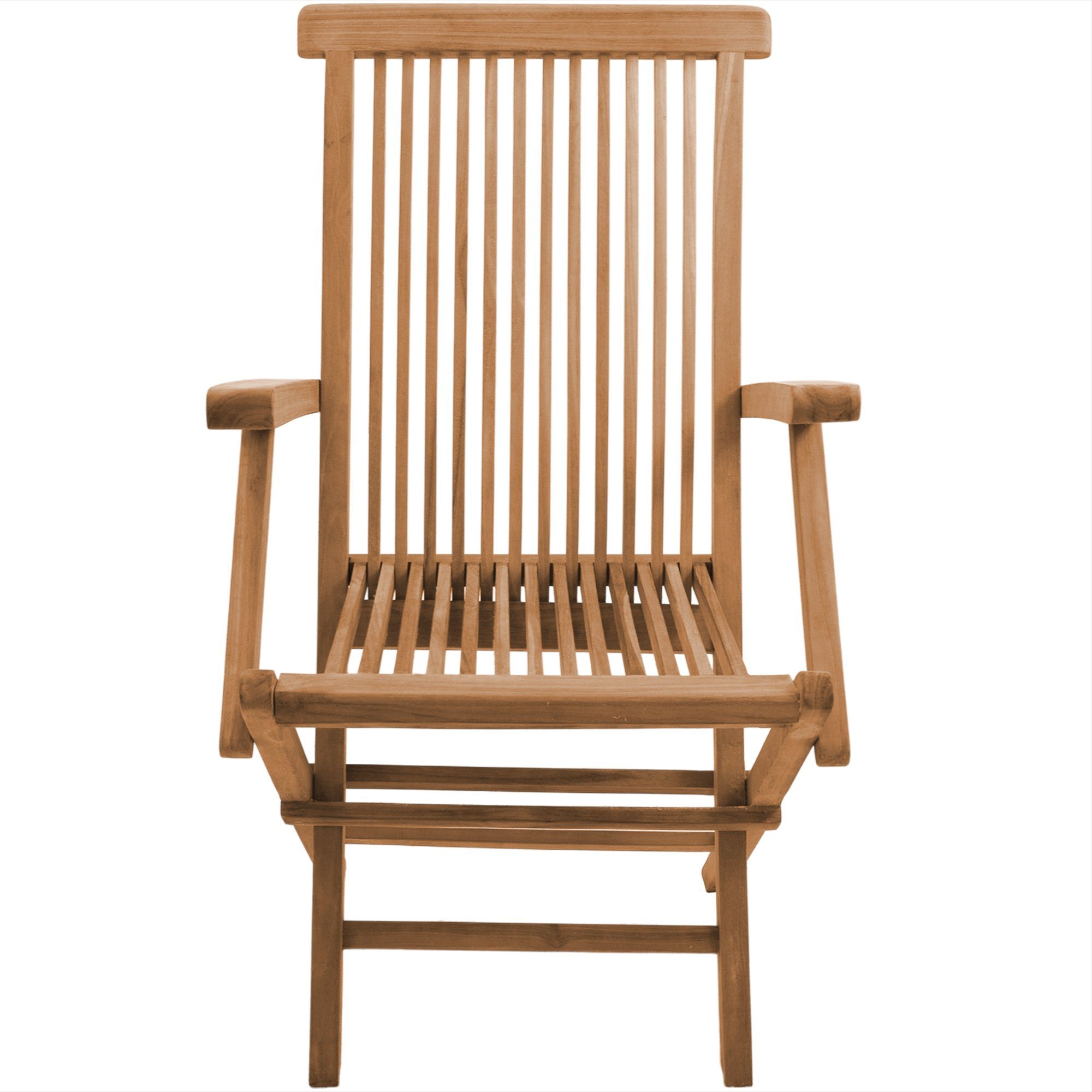 Teako Design Klappstuhl Teak Klappstuhl Alessandria mit Armlehne (2 Stück) + Auflagen in Blau (2 St)