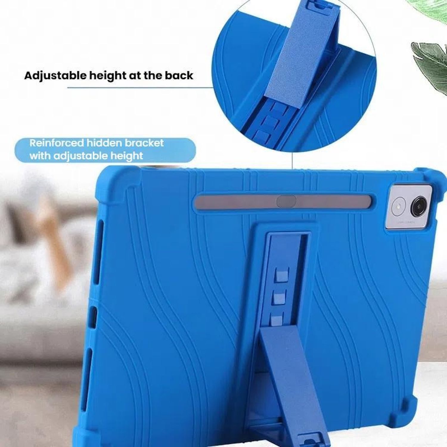 Wigento Tablet-Hülle Für Lenovo Idea Tab Pro Silikon Hülle mit Halter Stoßfest Schwarz, Stoßfest, rutschfest, verstellbarer Halter