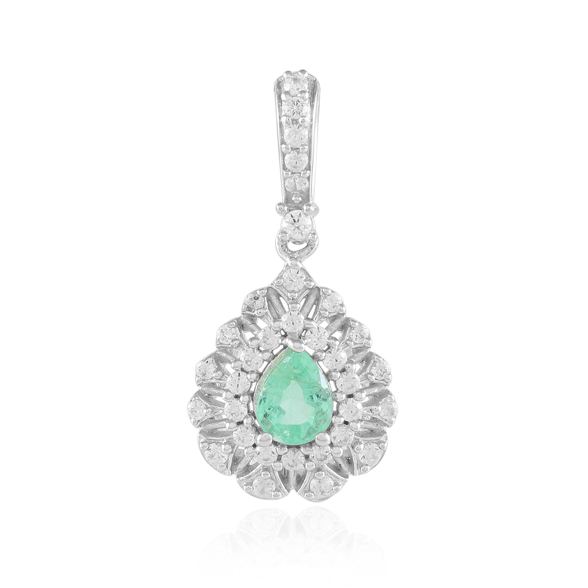 Cavill Kettenanhänger Cavill Tropfenanhänger Smaragd 0,19 ct, 925er Silber platin Zirkon (1-tlg)