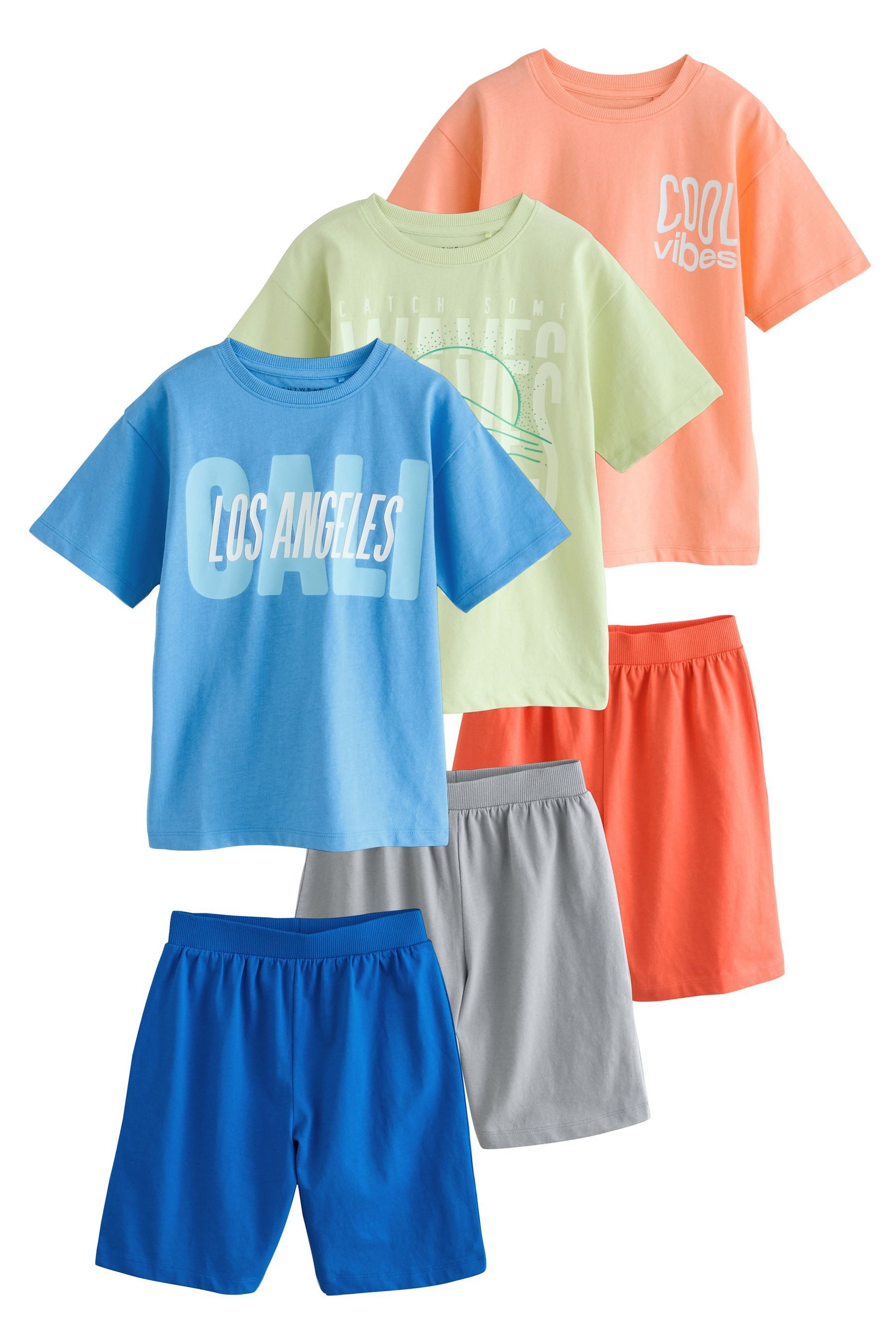 Pyjama Pyjamas mit Shorts aus 100 % Baumwolle, 3er-Pack