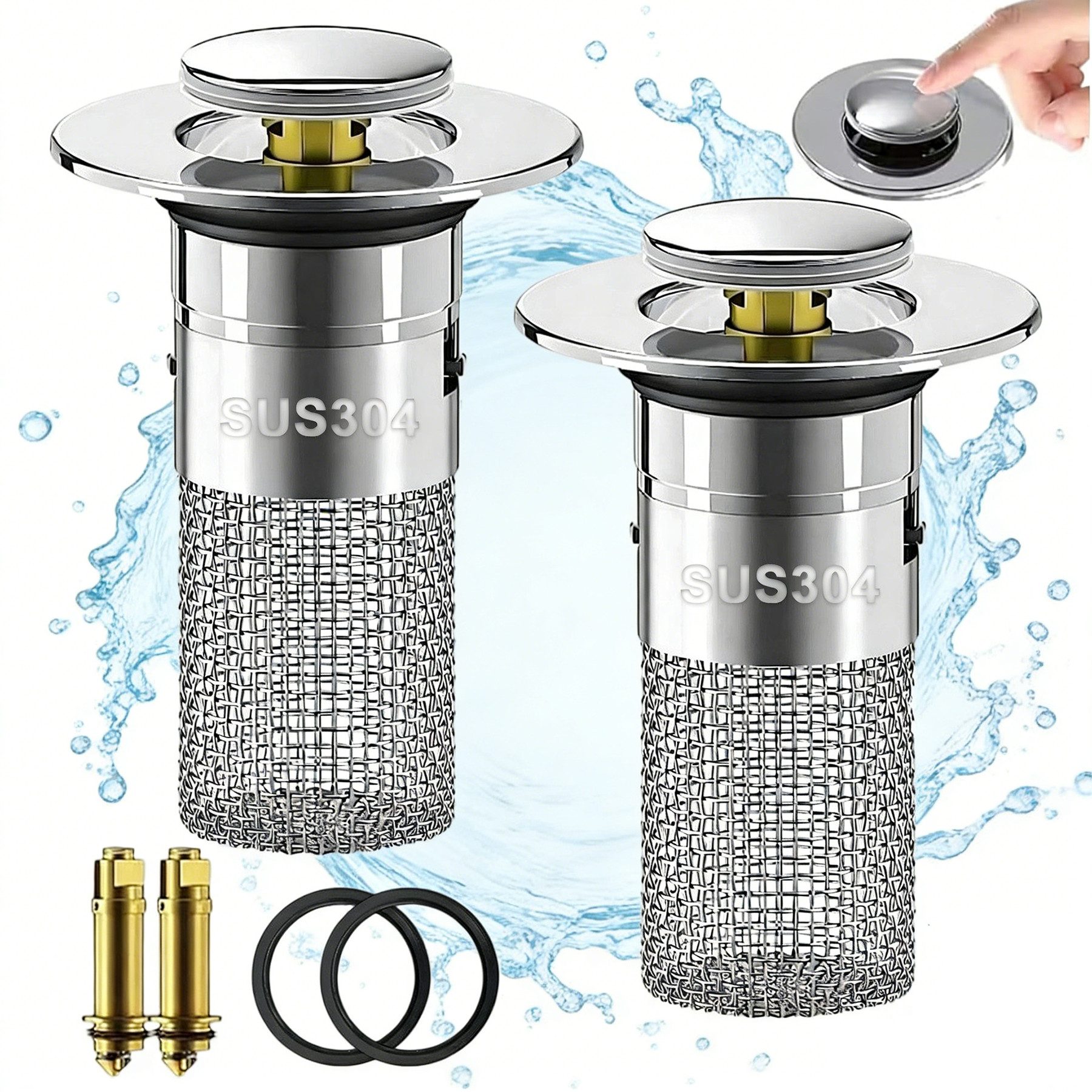 Mutig Waschbeckenstöpsel 2 Stück 2-in-1 Waschbeckenstöpsel mit Abflusssieb, günstig online kaufen