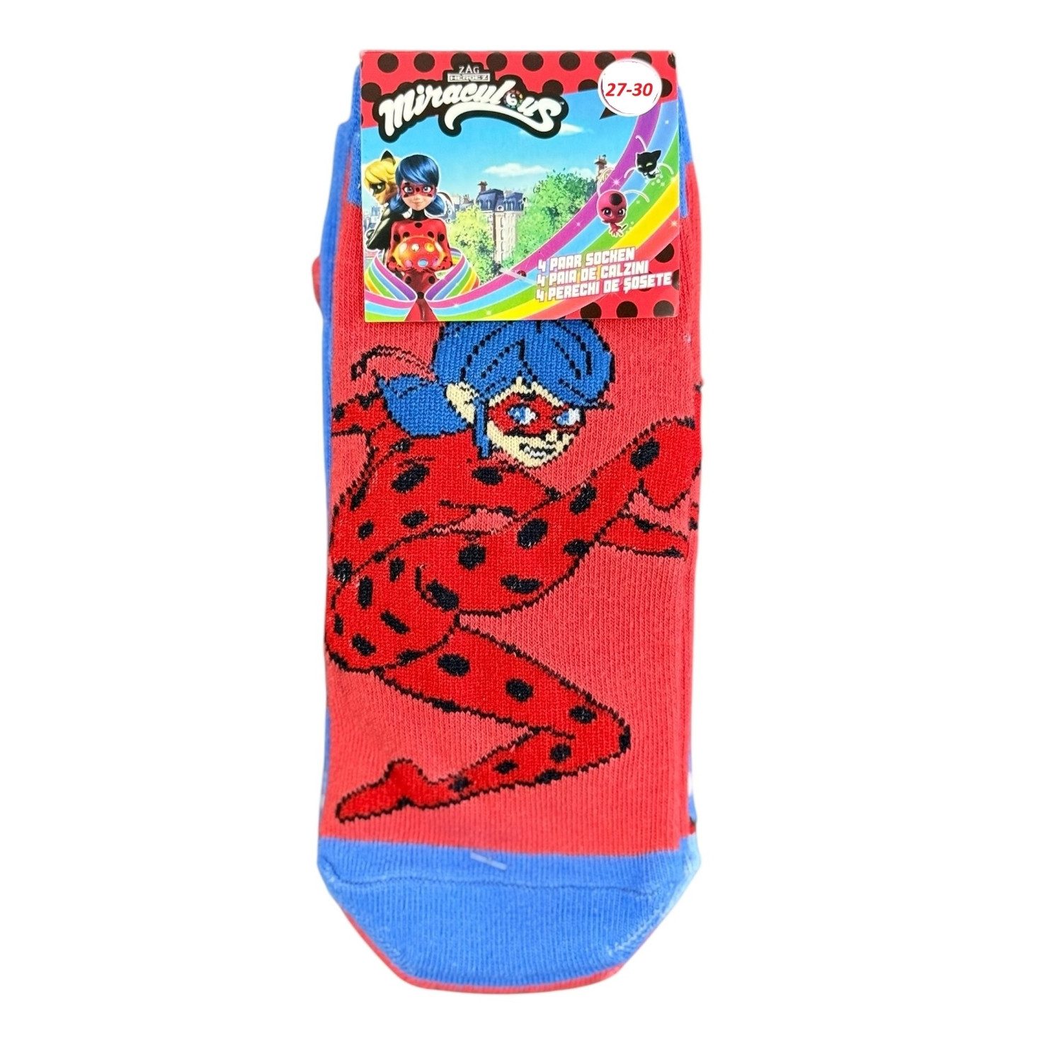 Lady Bug Socken MIRACULOUS Lady Bug 4er Pack Kinder Socken Strümpfe Mädchen Gr. 27-3