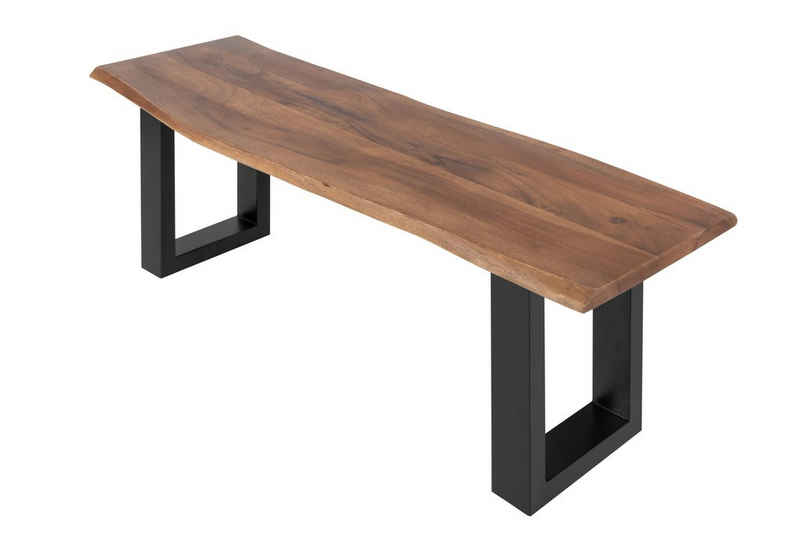 Junado® Essbank, Akazie Massivholz, Stärke Tischplatte 26mm, natürliche Baumkante