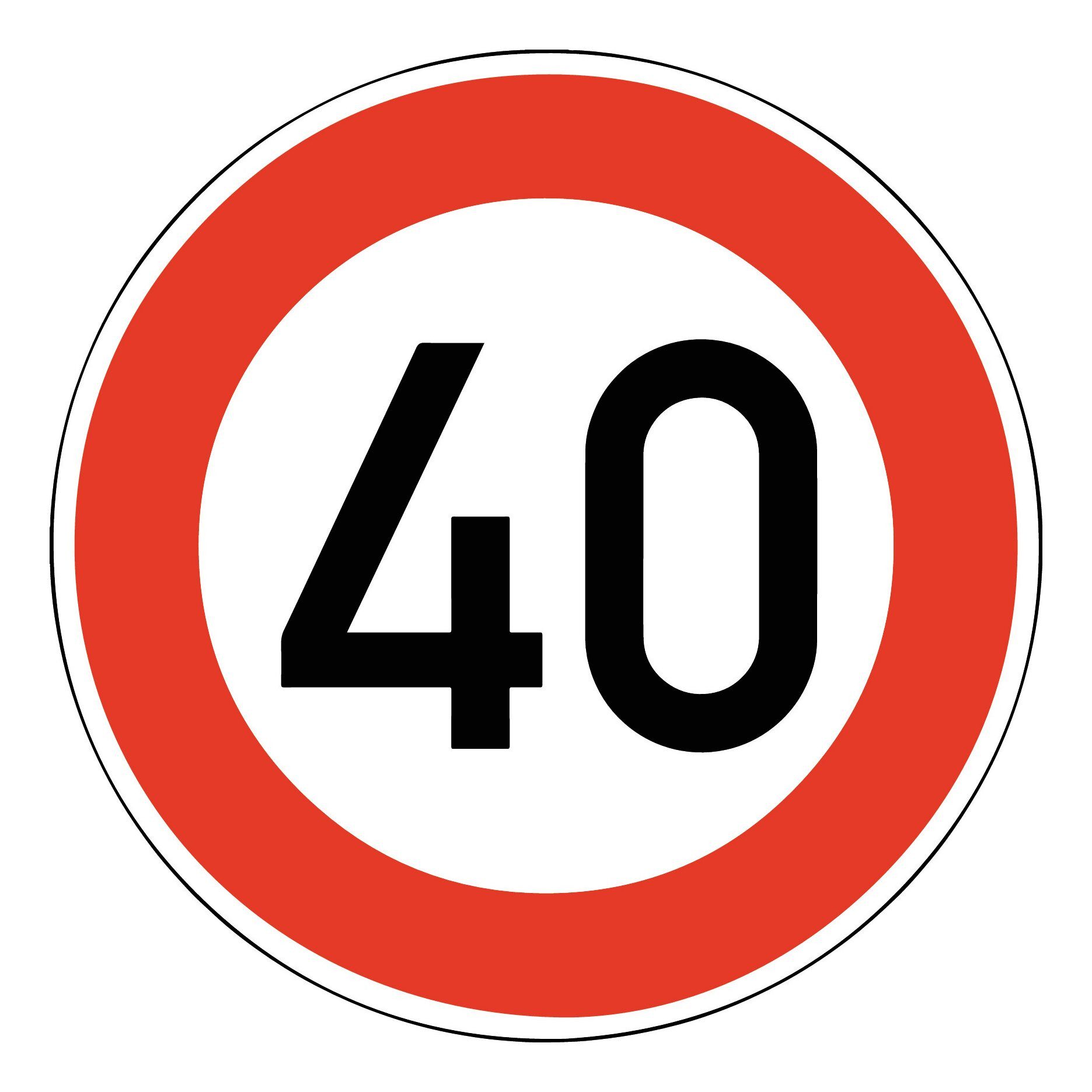 Verkehrsschild, Verkehrszeichen 274-40 Ronde 600 mm 40 km/h RAL-Gütezeichen Folie RA2