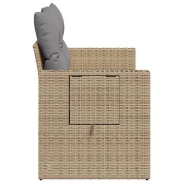 vidaXL Loungesofa Gartensofa mit Kissen 2-Sitzer Beige Poly Rattan