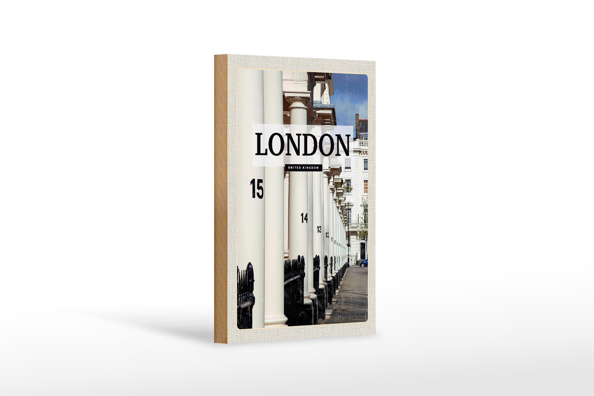 Femer GmbH Holzbild Reise 12x18 cm London United Kingdom Stadt Retro, (1 St), Glatte Holzfaserplatte (MDF), vorn beschichtet