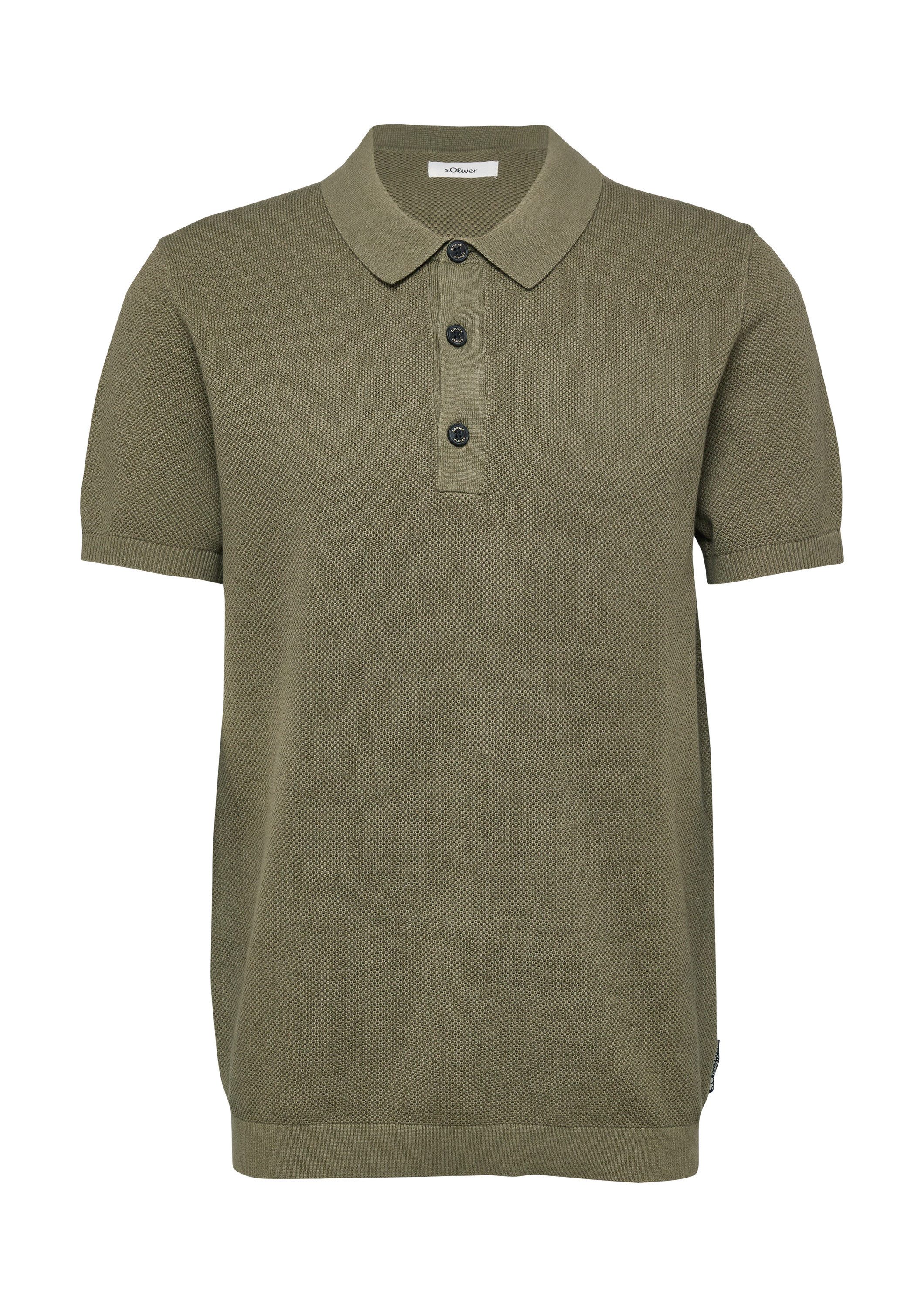 s.Oliver Kurzarmpullover Strickpullover Strukturiertes Strick-Poloshirt
