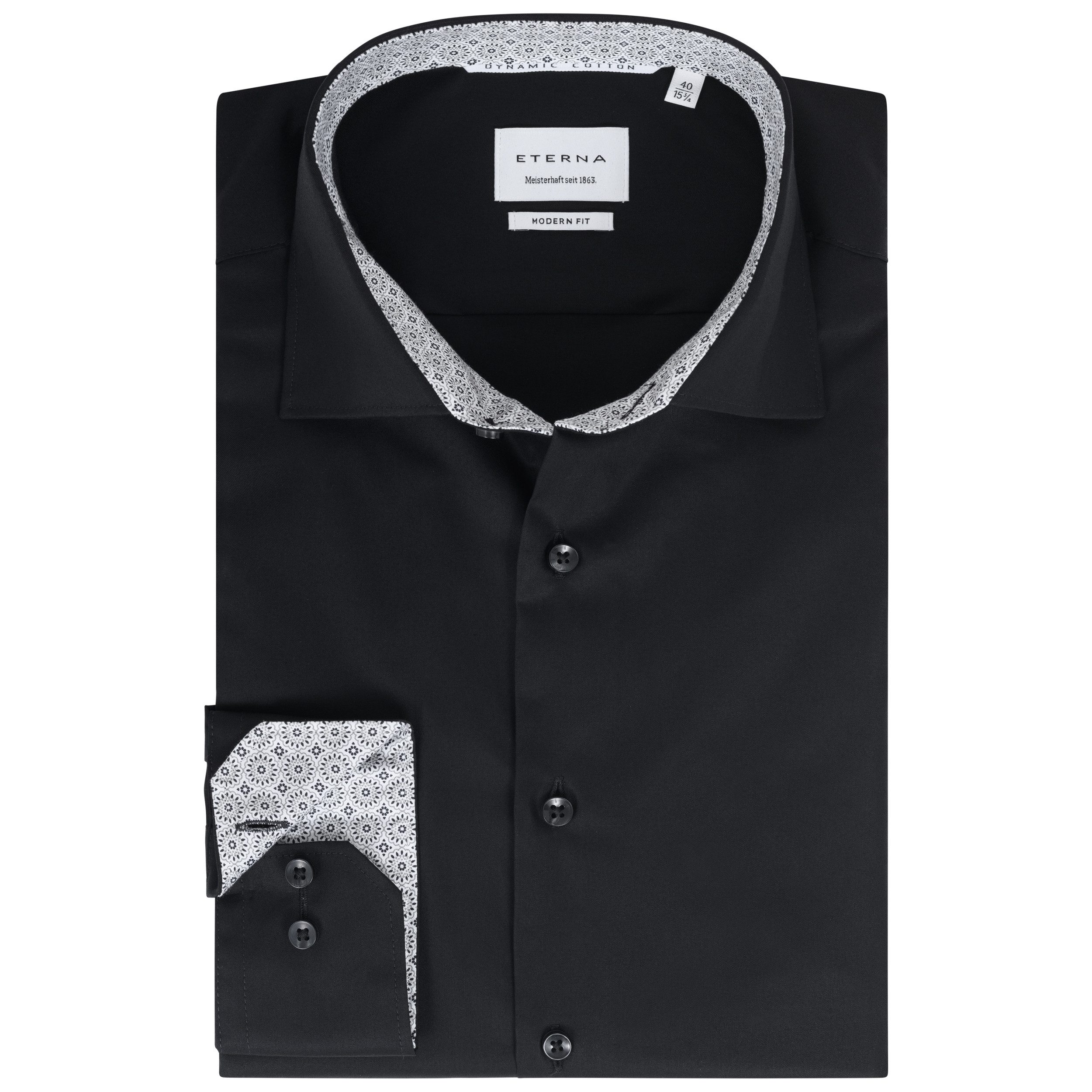 Eterna Businesshemd Modern Fit I Schwarz I Bügelfrei I Langarm I Dynamic Co günstig online kaufen