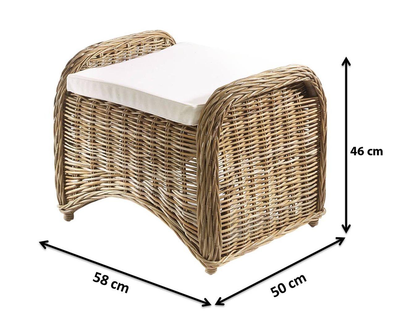 Kobolo Sitzwürfel CARDIFF Hocker Rattan grau günstig online kaufen