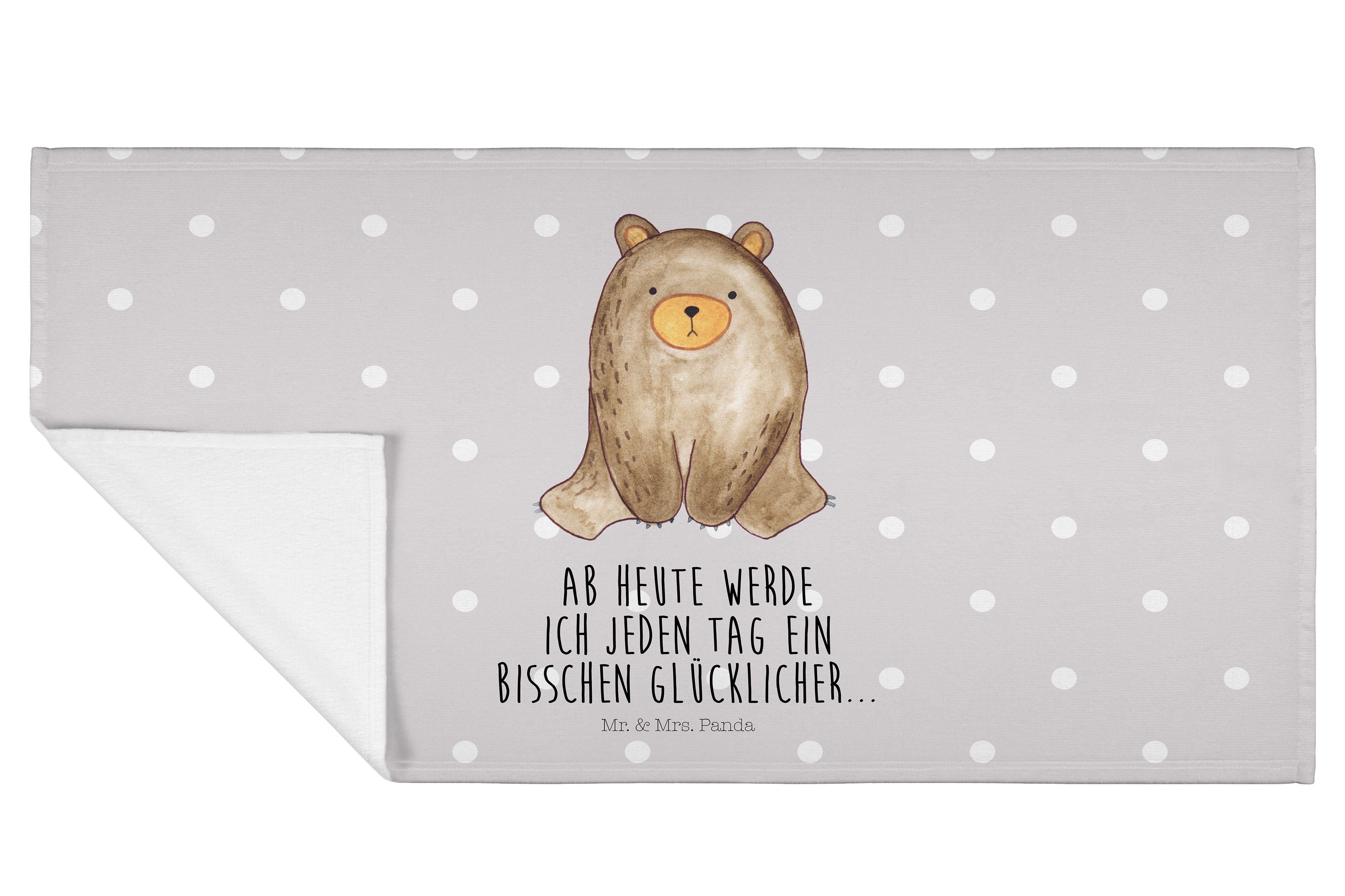 Mr. & Mrs. Grau Handtücher, sitzend Panda Badezimmer, Handtuch groß, Geschenk, Bär Pastell - (1-St) 