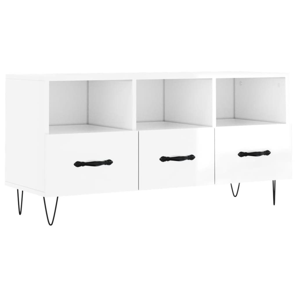 102x36x50 furnicato cm Holzwerkstoff TV-Schrank Hochglanz-Weiß