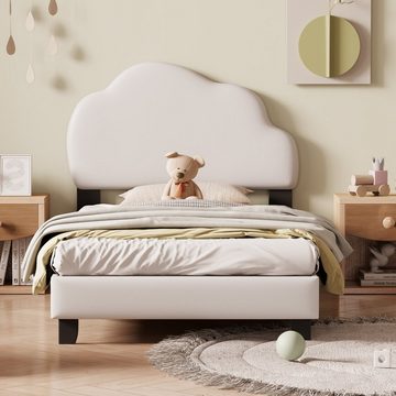 OKWISH Kinderbett Stauraumbett Bett Polsterbett Gästebett (90*200cm, mit Lattenrost mit wolkenförmiger Rückenlehne Jungen- und Mädchenbett), ohne Matratze