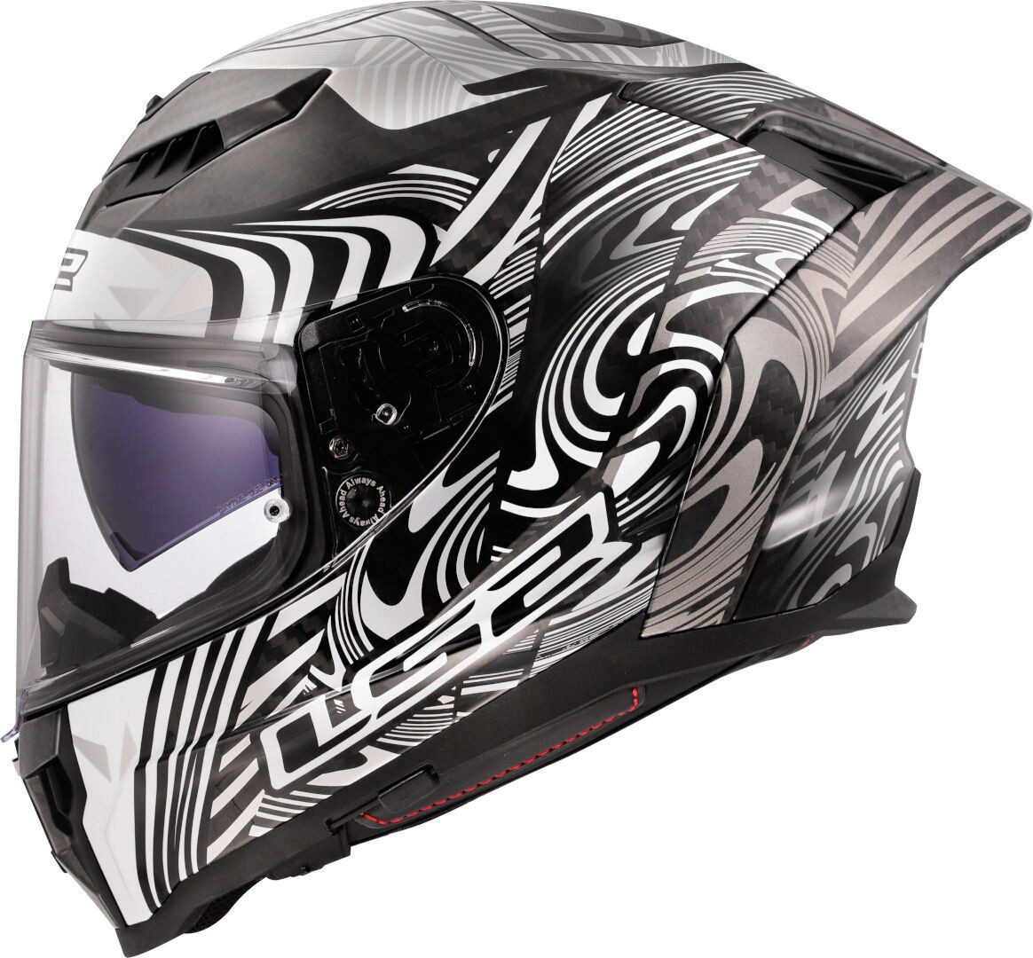LS2 Motorradhelm FF807 Dragon Enthum Carbon Helm, vorbereitet für Kommunikationssystem,Notfallsystem-Polsterung (EQ