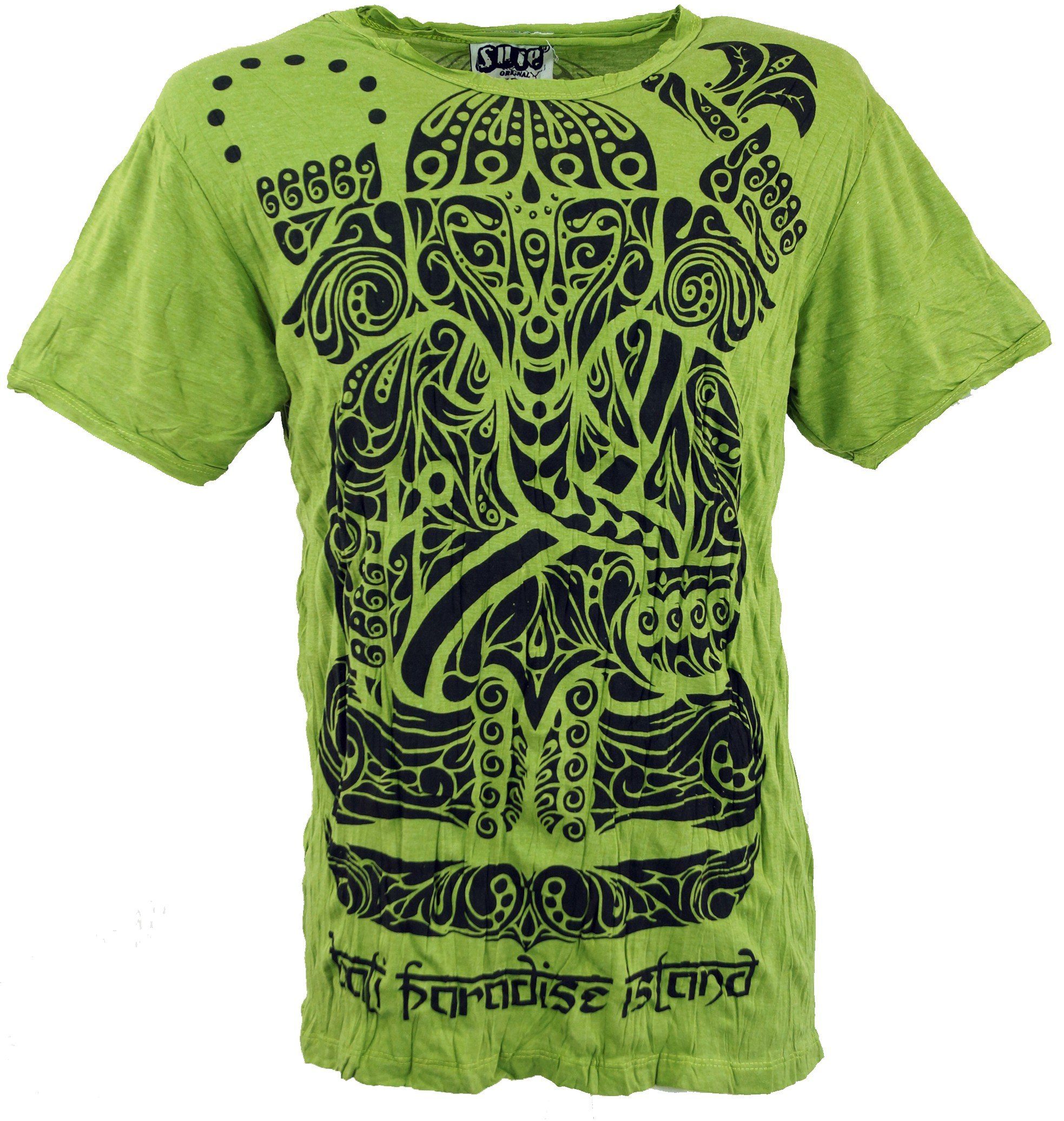 Guru-Shop T-Shirt Sure T-Shirt Tribal Ganesha - lemon Goa Style, Festival, alternative Bekleidung