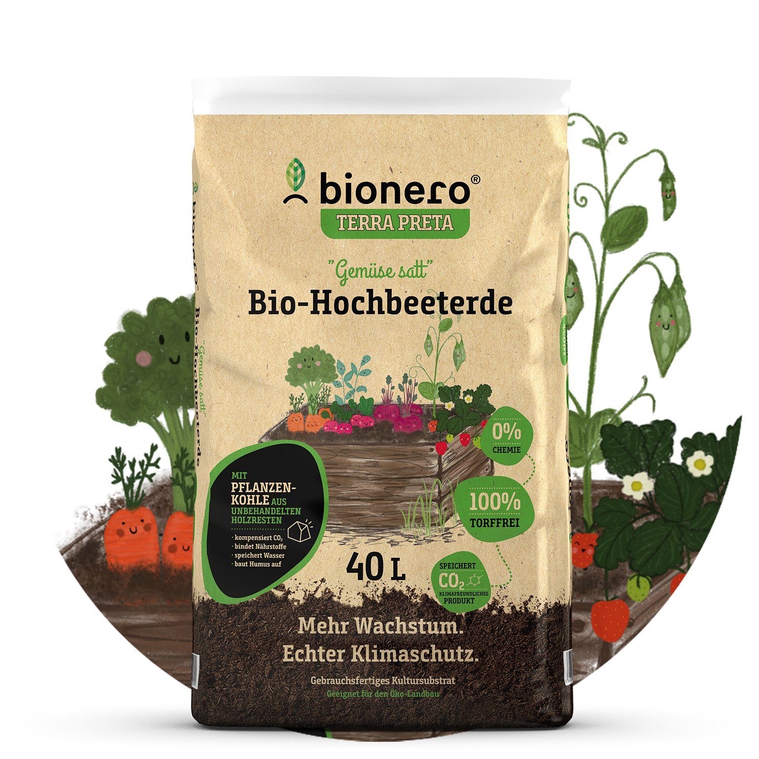 Thumbnail - Landshop24 Bio-Erde Bio-Hochbeeterde "Gemüse satt" 40L bionero® Bioerde, mit Nährstoffen, (Sack), Terra Preta Schwarzerd...