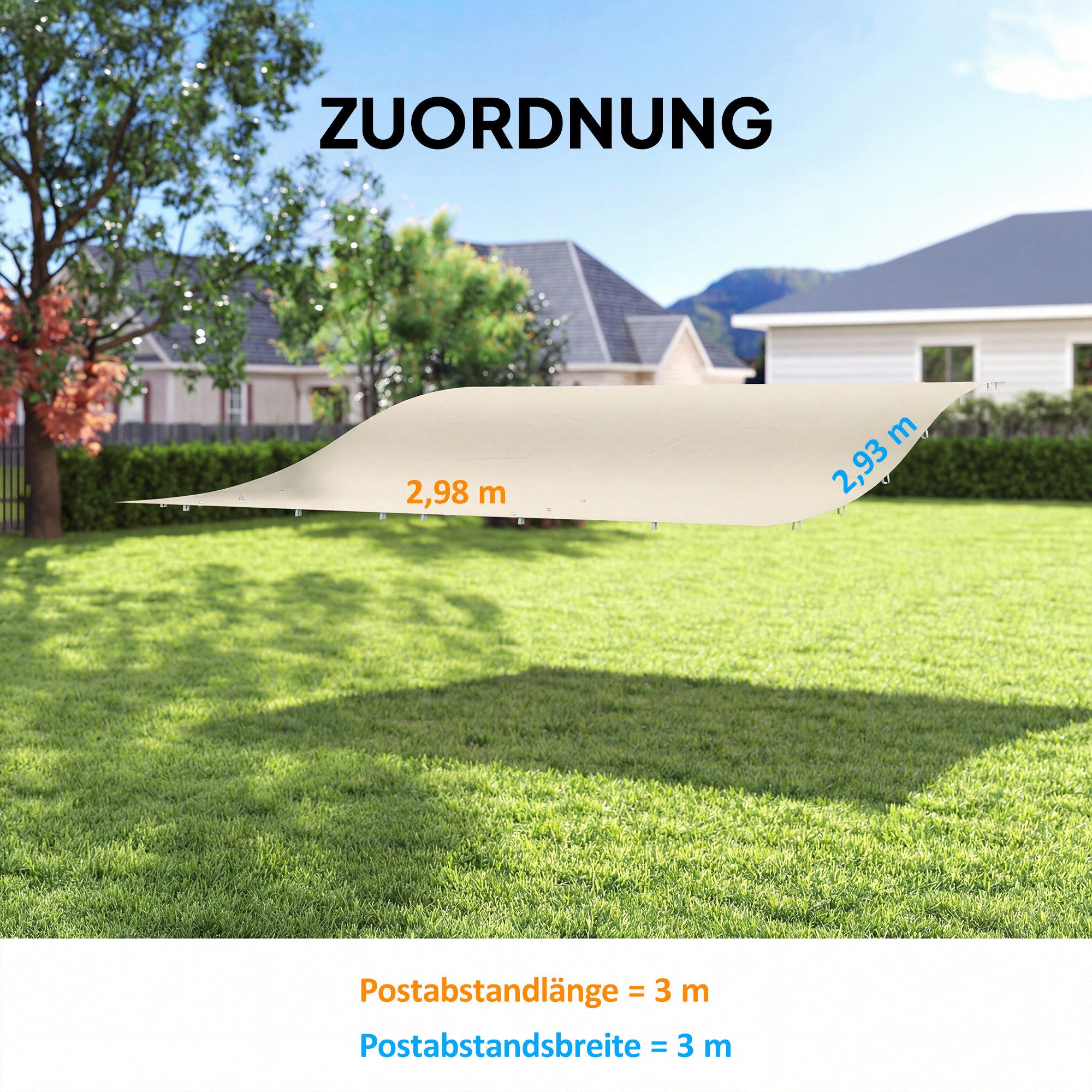 Outsunny Pavillon-Ersatzdach Ersatzdach, 180 g/m², 298 x 293 cm (Ersatzdach für Pergola, Sonnensegel für Terrassenüberdachung), für 3 x 3 m Pavillon, Cremeweiß