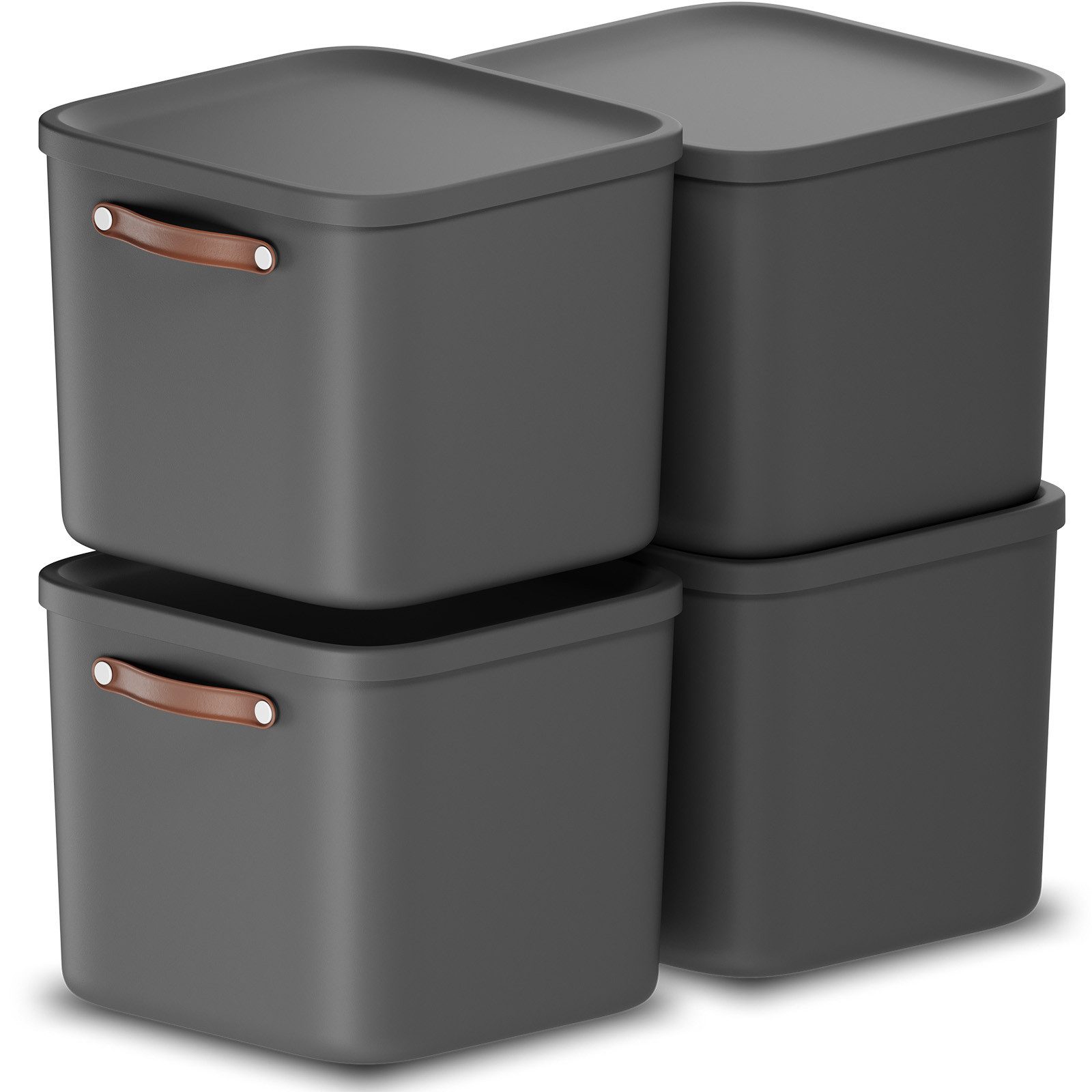 ROTHO Aufbewahrungsbox 4er-Set Kiste mit Deckel Maloja 40l (Aufbewahrungsset, 4er-Set)