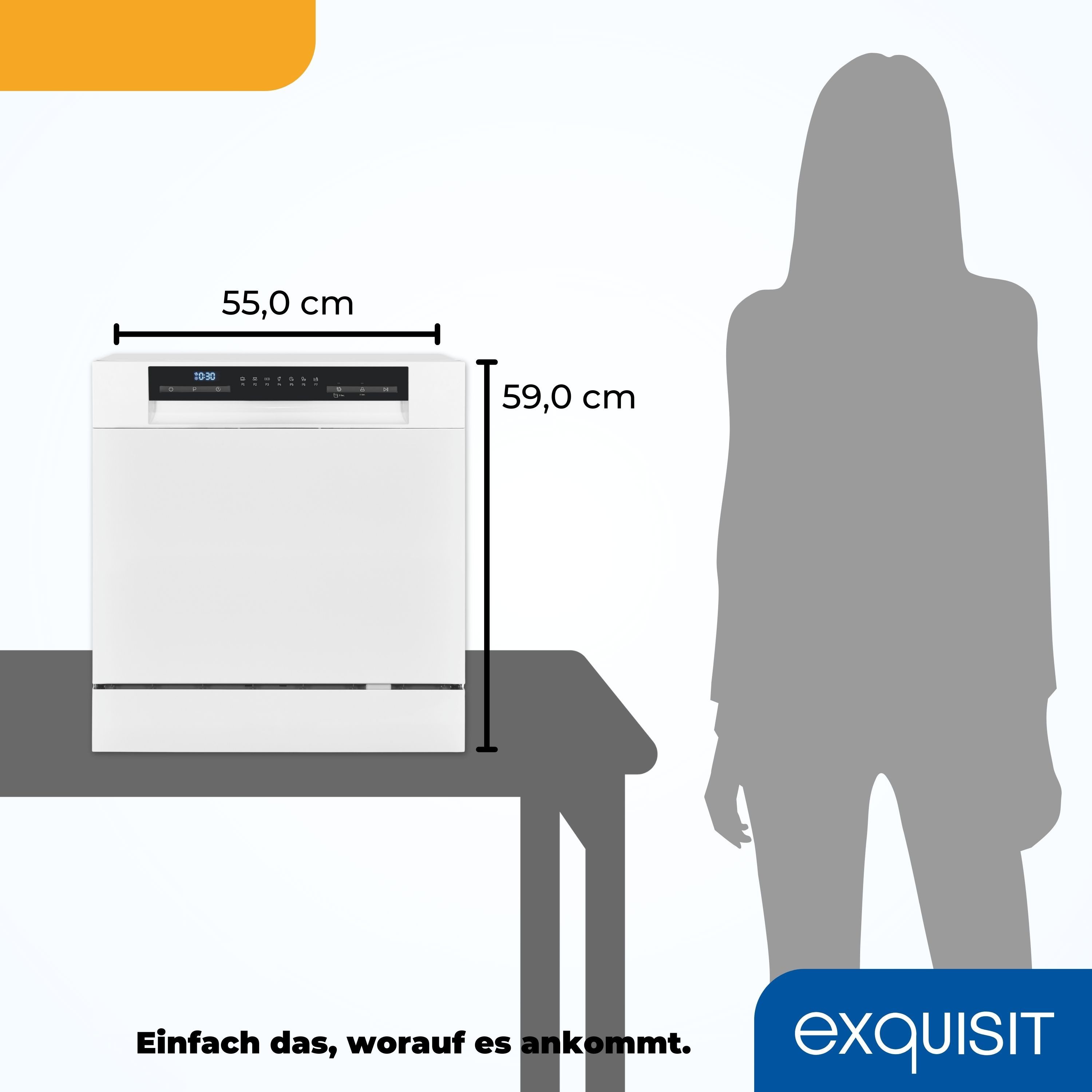 exquisit Tischgeschirrspüler GSP508-030D, 8 Maßgedecke, kompakt und platzsparend, Raumkünstler mit Platz für 8 Maßgedecke