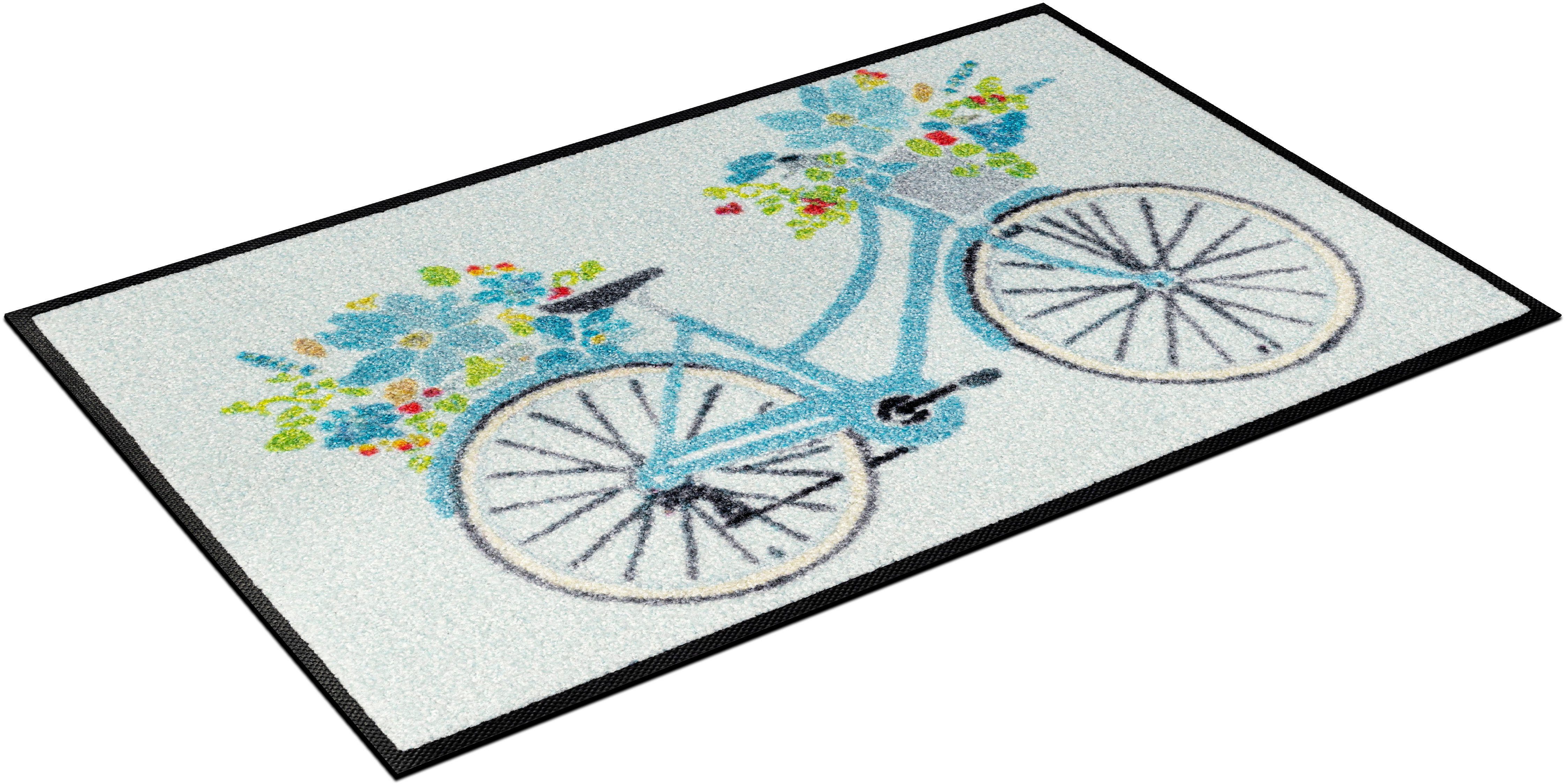 Fußmatte Daisy Daisy, wash+dry mm, Outdoor by und rechteckig, geeignet, Motiv Fahrrad, In- Kleen-Tex, 7 Höhe: waschbar Schmutzfangmatte