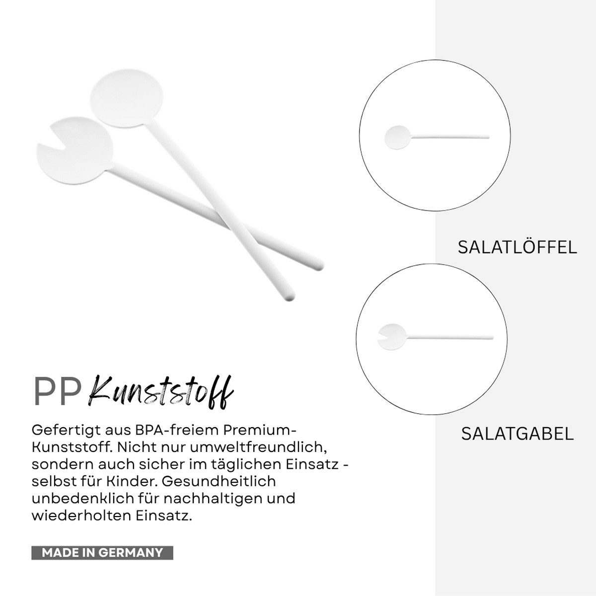 COFI 1453 Salatbesteck 2-teilig – Salatlöffel & Salatgabel im Set, spülmaschinengeeignet (2-tlg), 29 cm, Spülmaschinenfest, Stabil & Langlebig