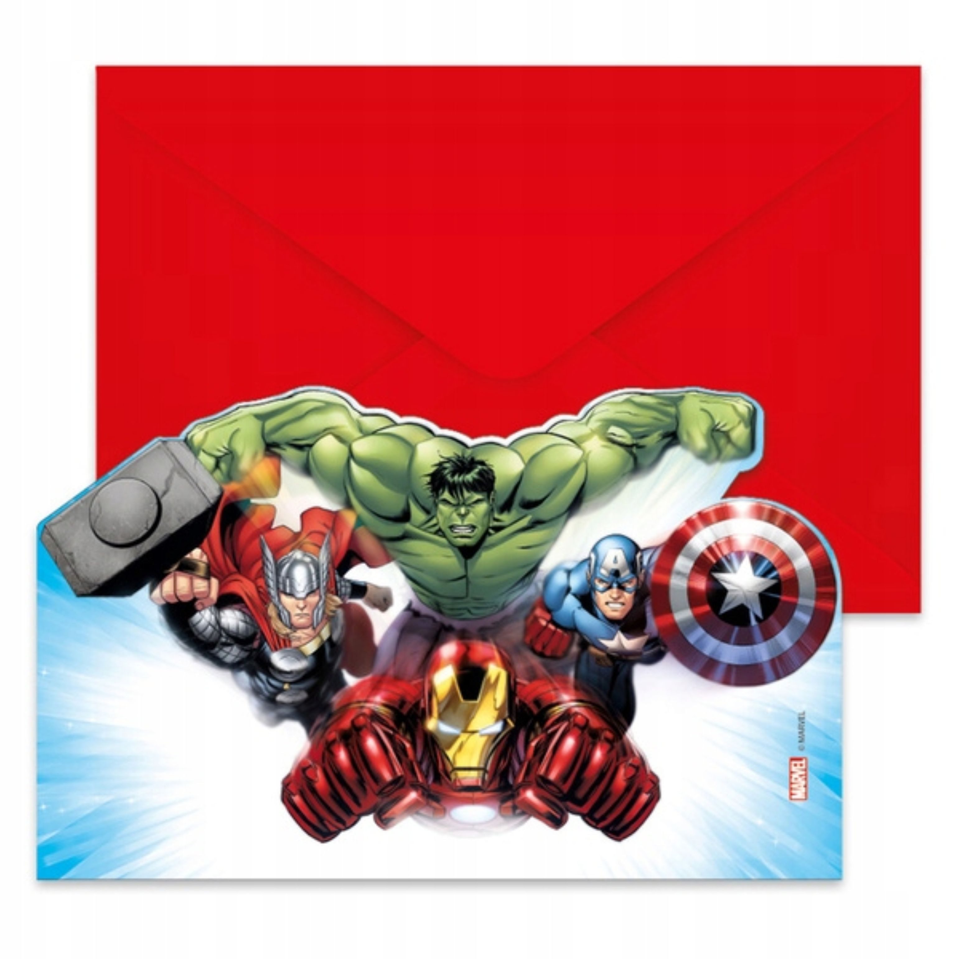 The AVENGERS Einladungskarten Avengers Einladungskarten Kindergeburtstag 6 Stk mit Umschlag