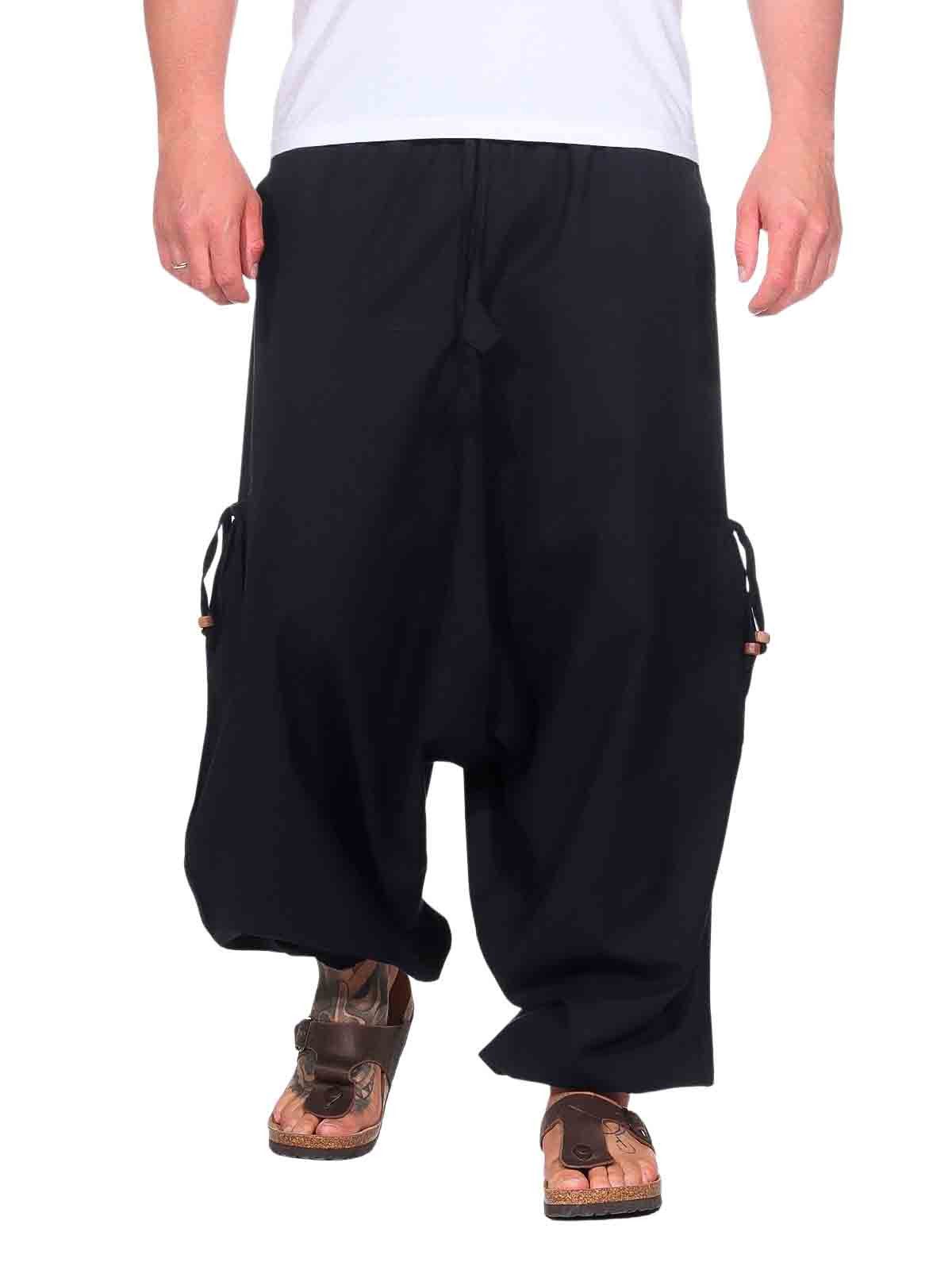 KUNST UND MAGIE Haremshose Haremshose Herren Unisex Baumwolle – Goa Hose mit Taschen Aladinhose