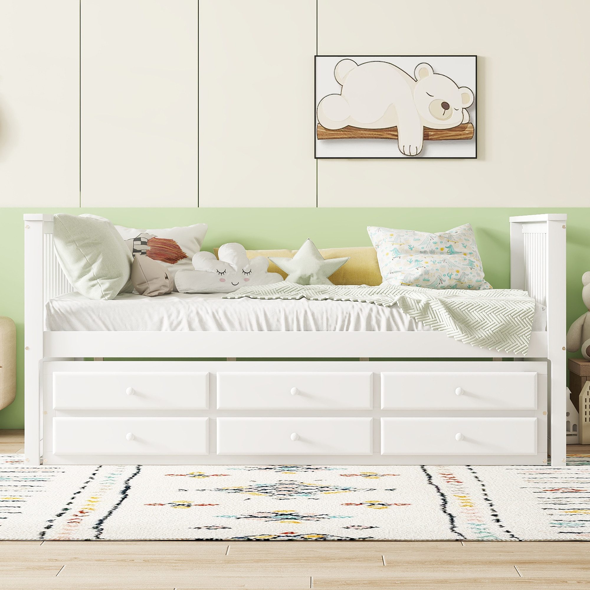 REDOM Kinderbett Holzbett mit Schubladen (Massivholzbetten, günstig online kaufen