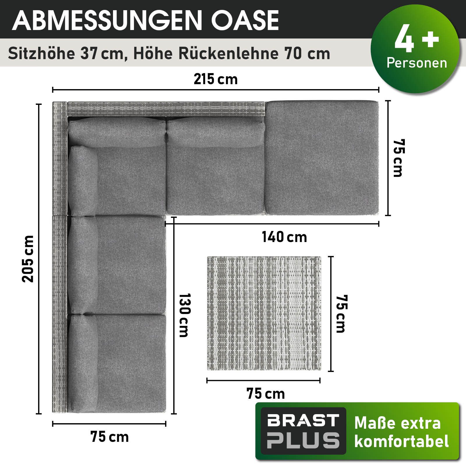 BRAST Gartenlounge-Set Oase für 4 Personen inkl. extra Dicke Kissen, Outdoor Loungemöbel Sitzgruppe Essgruppe Garnitur