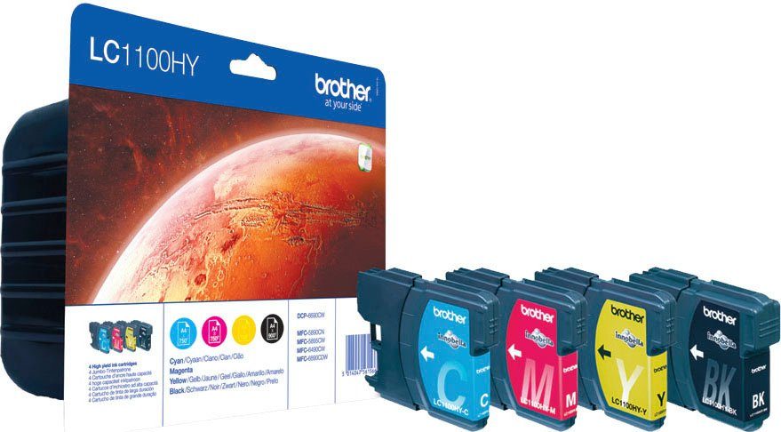 gelb Brother LC-1100HY (Packung, cyan, 4-tlg) schwarz, Value Tintenpatrone magenta, Pack