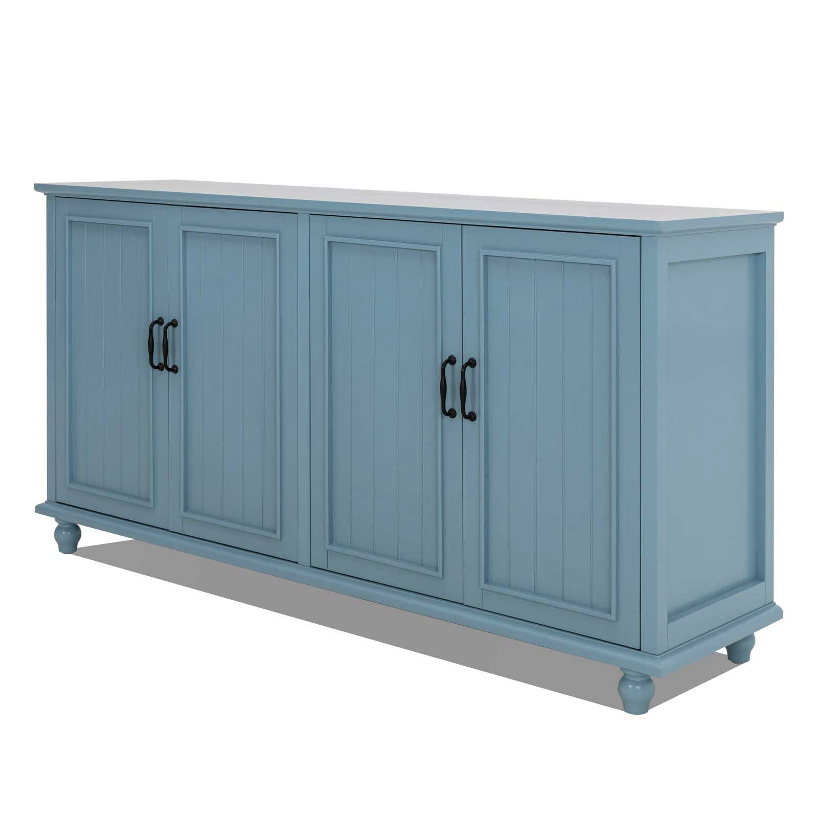UEV 4-türiger Hochschrank – 60x30x150 Cm, Weiß, Mit Rhombenmuster Und Goldenen Griffen