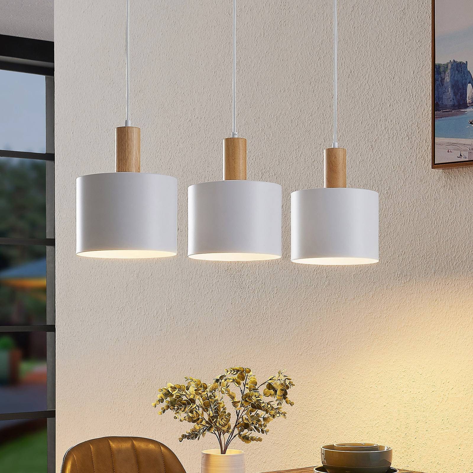 Lindby Hängeleuchte Kadir, Metall, Weiß IP20, 3 x 60 W günstig online kaufen