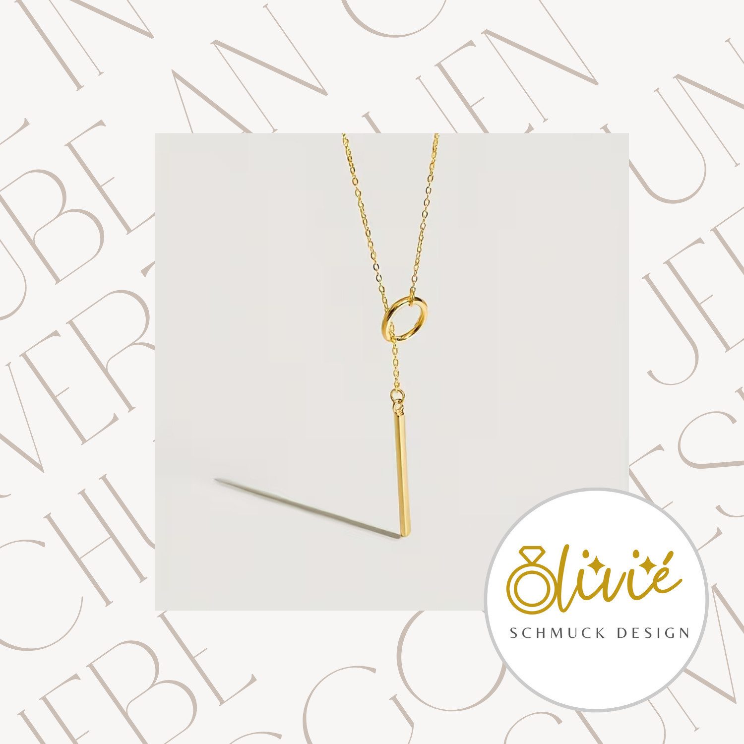 XCOAST Edelstahlkette Elegante Damen Glow Gold Halskette (y halskette damen 38mm, vergoldete Luxus Damenkette mit Stab Anhänger), langlebiger Schmuck, rostfrei, Schmuck Geschenk Damen