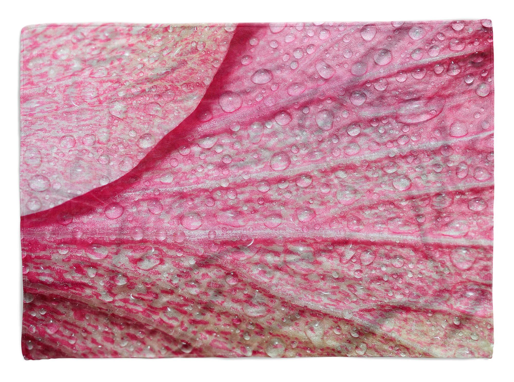 Wassertropfen Art Handtücher (1-St), Kuscheldecke Strandhandtuch Handtuch Handtuch Sinus Baumwolle-Polyester-Mix Fotomotiv mit Blüt, Saunatuch