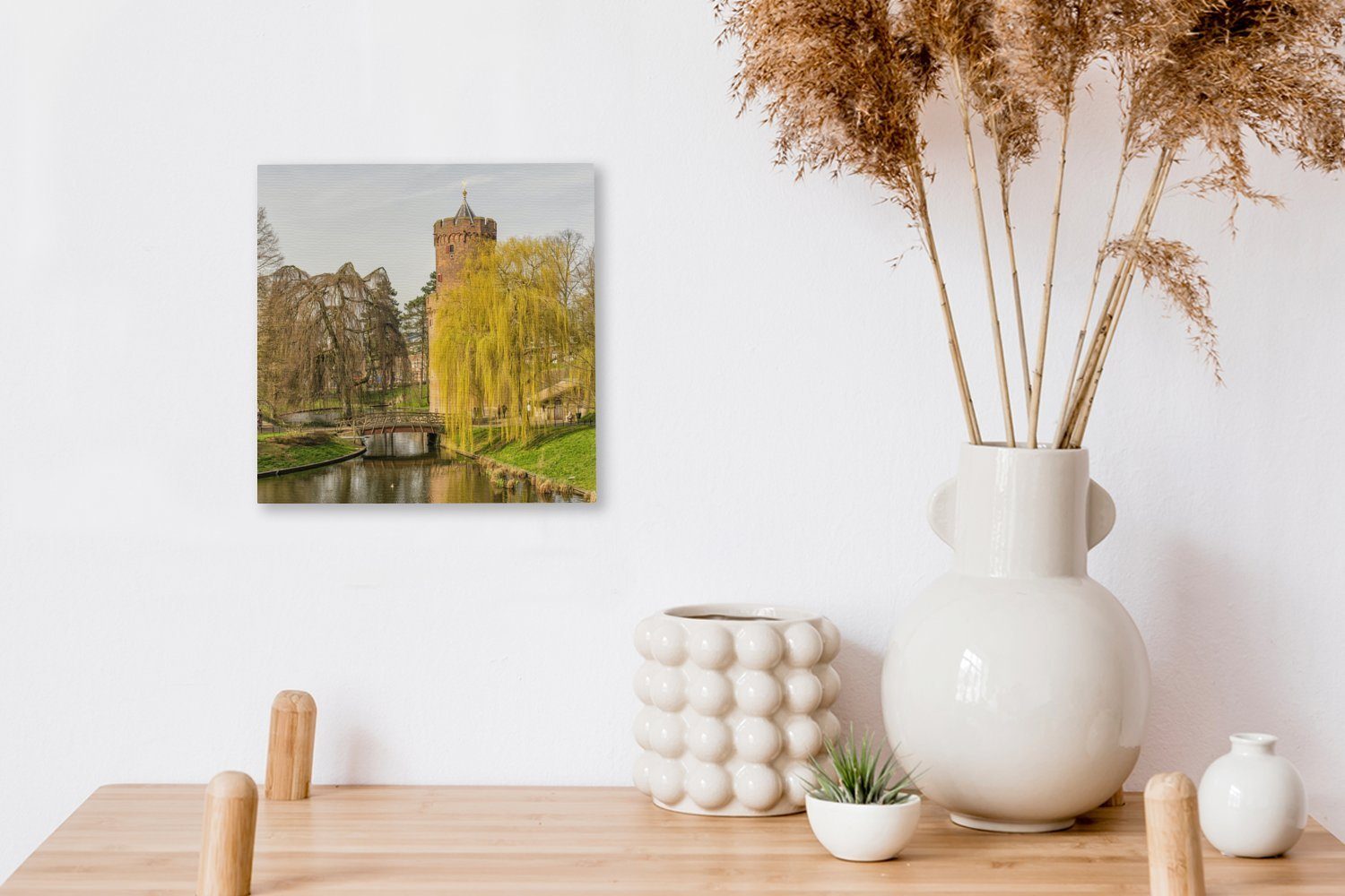 OneMillionCanvasses® Leinwandbild Wasser Leinwand für - Schlafzimmer - Nijmegen, Bilder (1 St), Wohnzimmer Baum