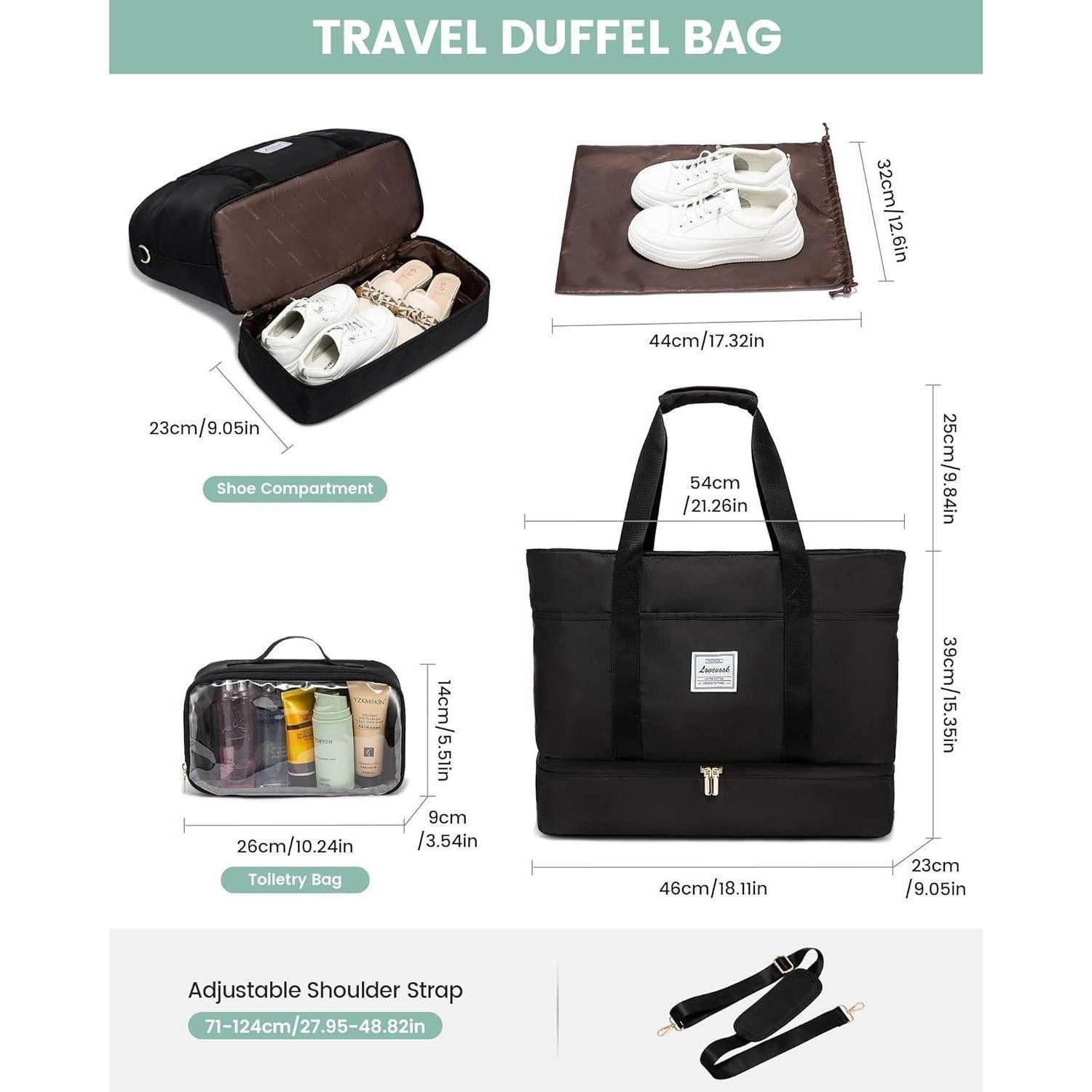 LuxusKollektion Weekender Reisetasche Damen Weekender mit Schuhfach, Wasserdicht, Gym